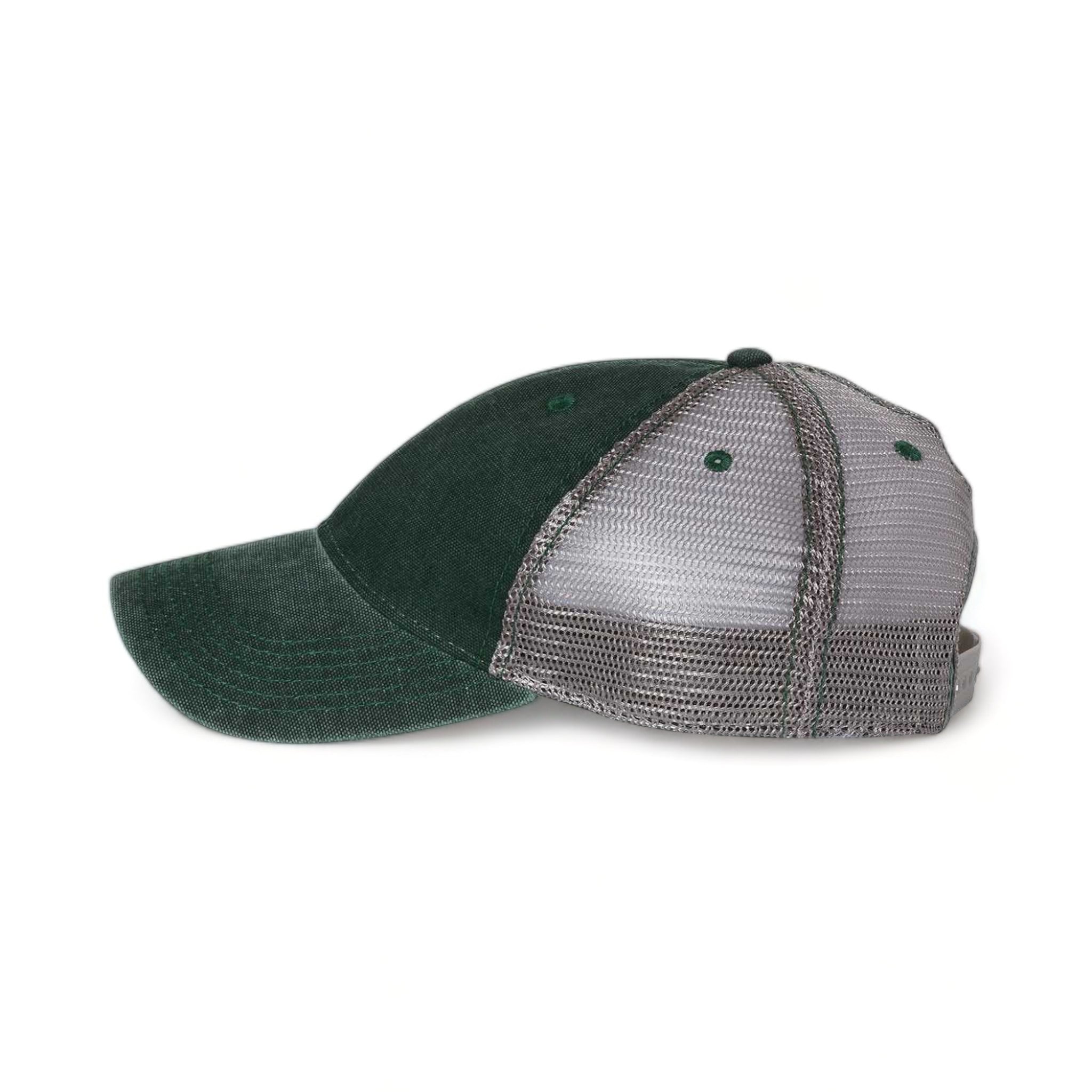 Side view of LEGACY DTA custom hat in dark green and grey