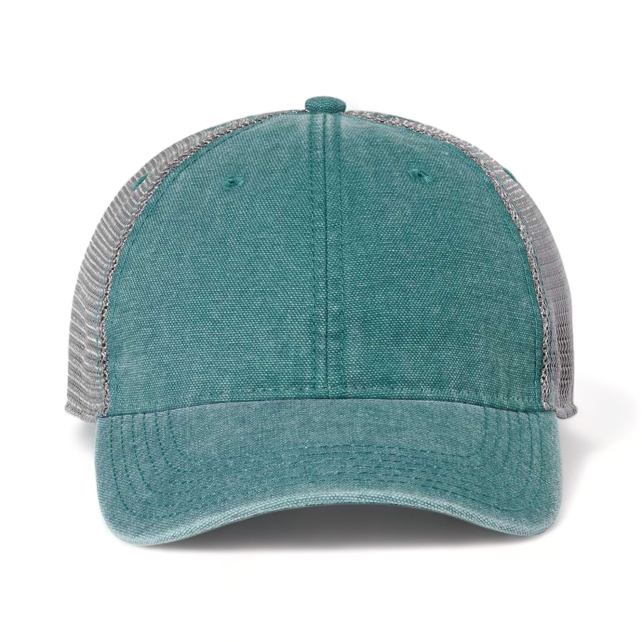 Front view of LEGACY DTA custom hat in marine blue and grey