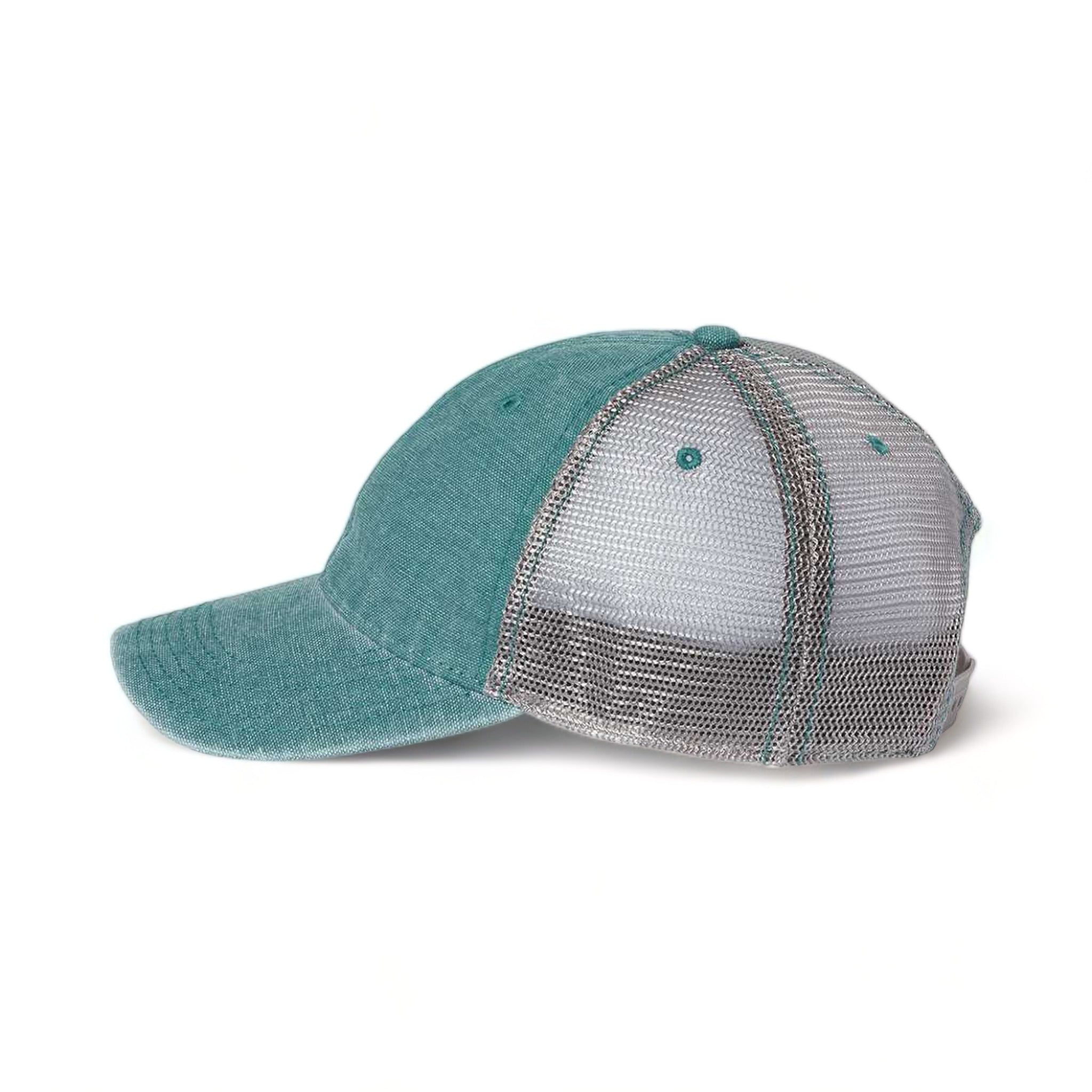 Side view of LEGACY DTA custom hat in marine blue and grey
