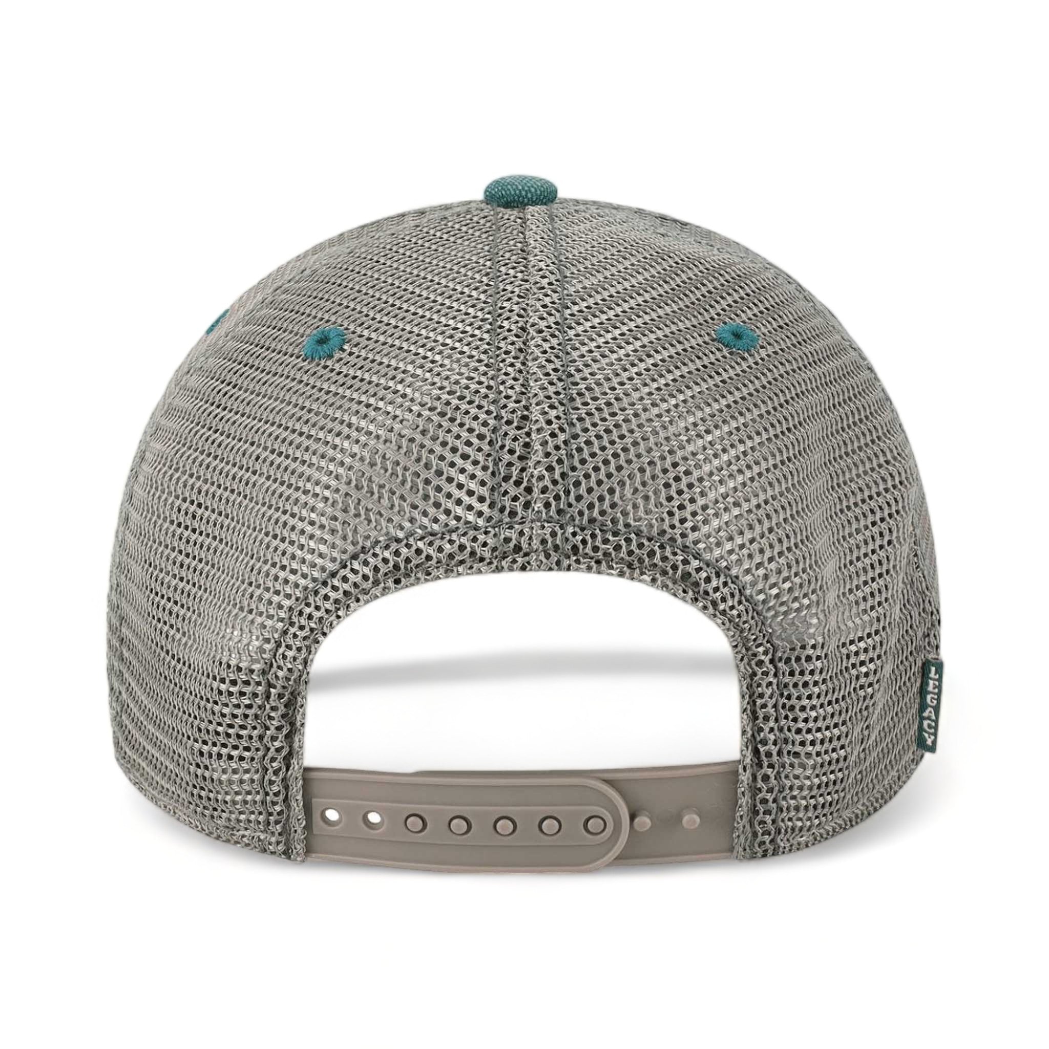 Back view of LEGACY DTA custom hat in marine, navy and grey