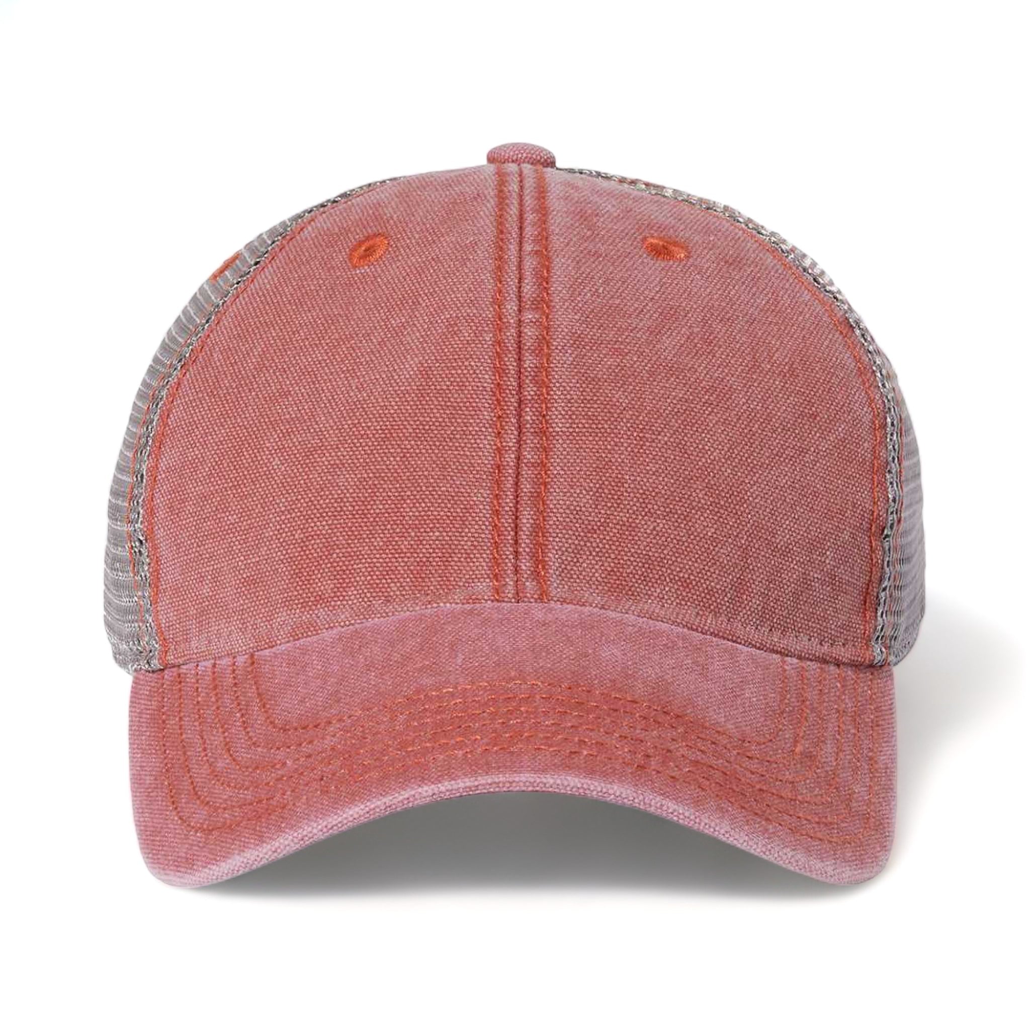 Front view of LEGACY DTA custom hat in nantucket red and grey