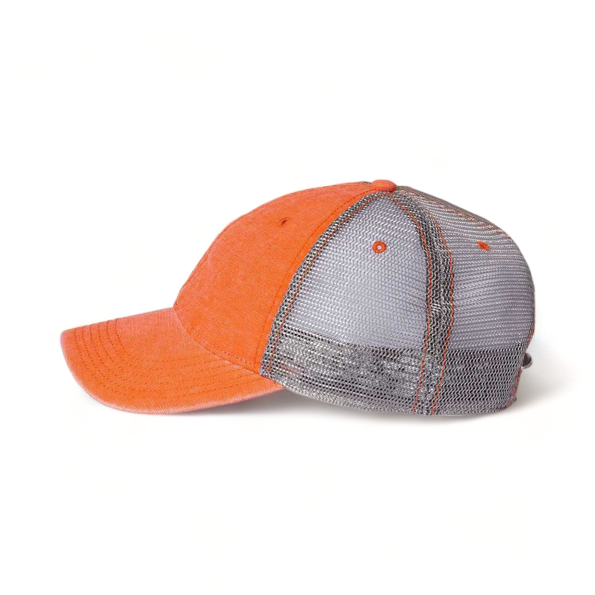 Side view of LEGACY DTA custom hat in orange and grey
