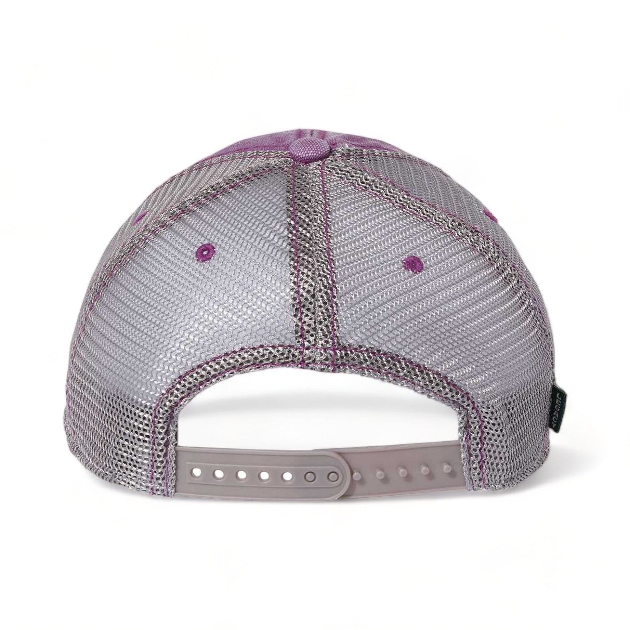 Back view of LEGACY DTA custom hat in orchid and grey