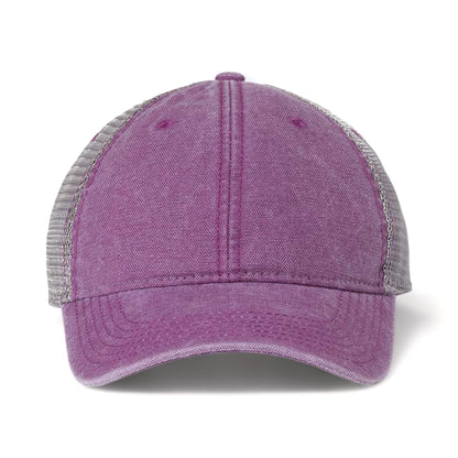 Front view of LEGACY DTA custom hat in orchid and grey