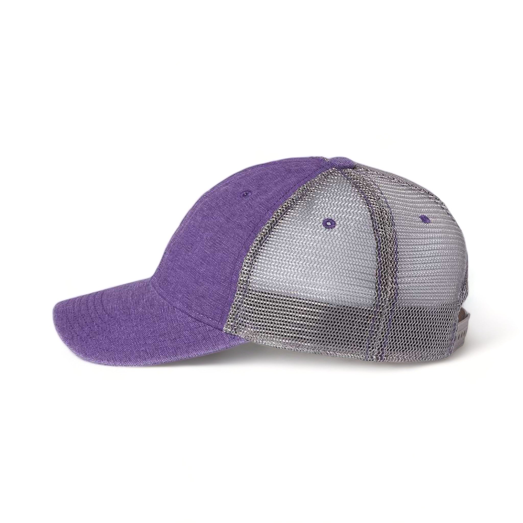 Side view of LEGACY DTA custom hat in purple and grey