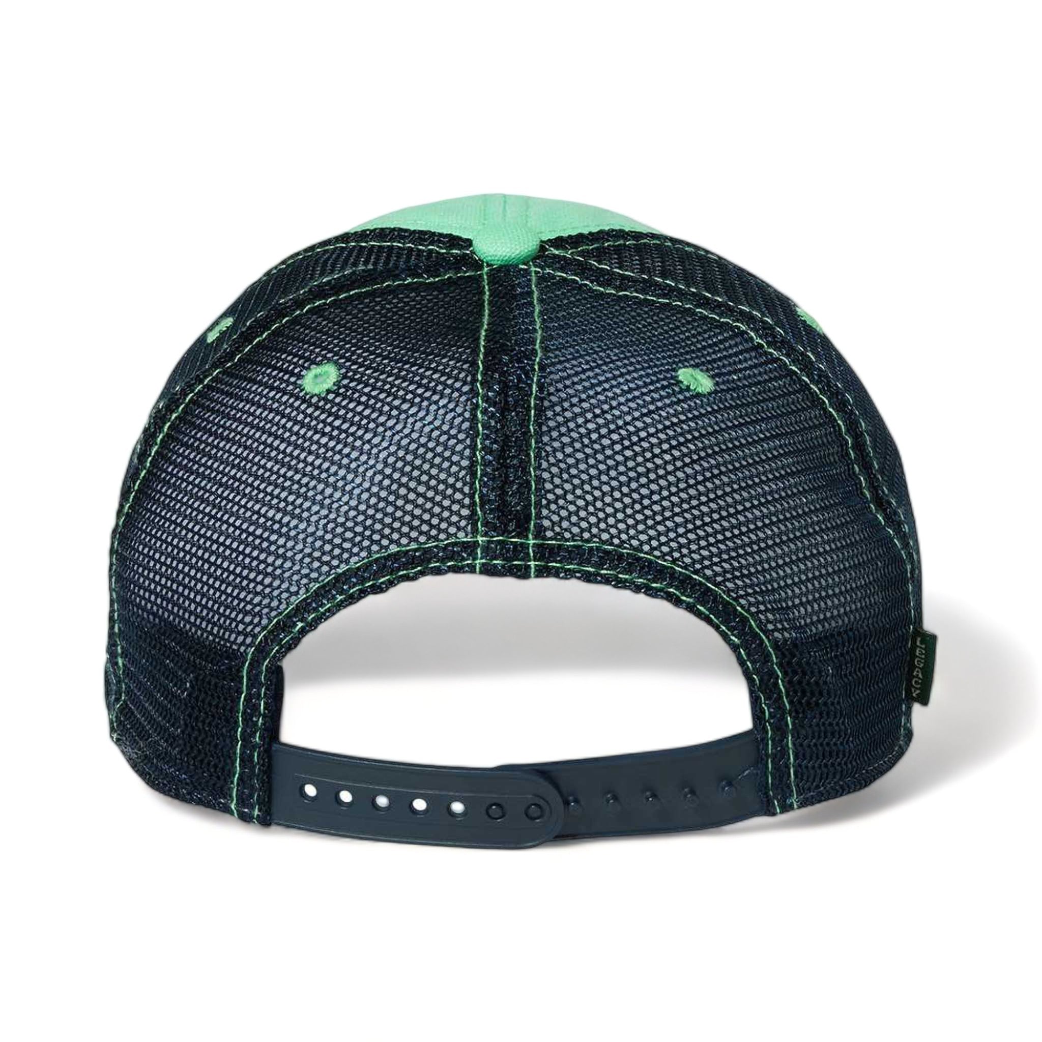 Back view of LEGACY DTA custom hat in spearmint and navy