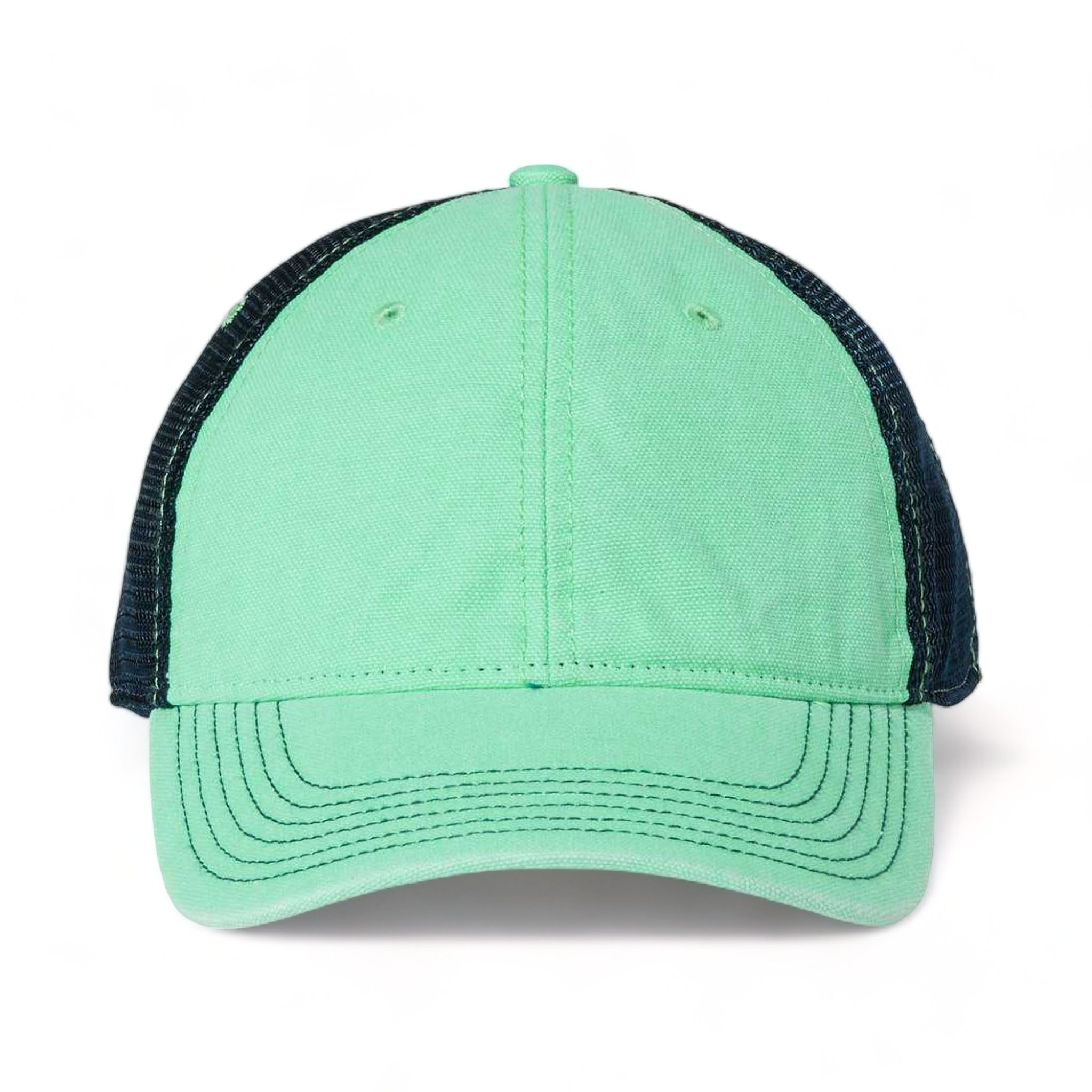 Front view of LEGACY DTA custom hat in spearmint and navy