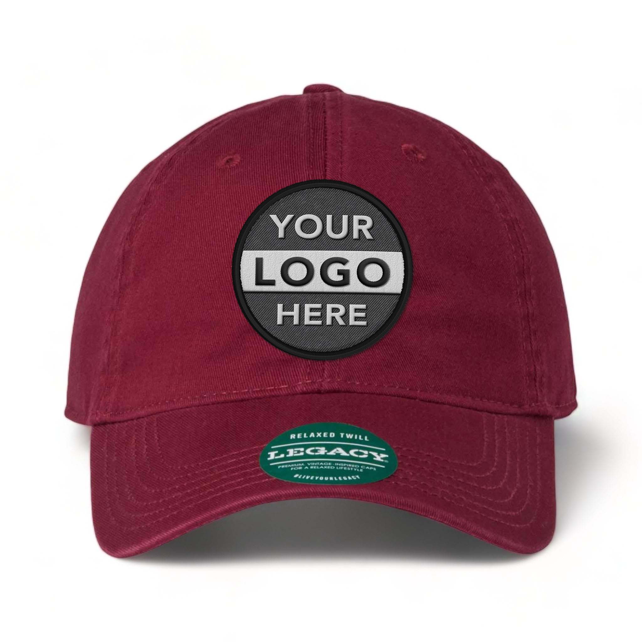 LEGACY EZA custom embroidered patch hat in burgundy