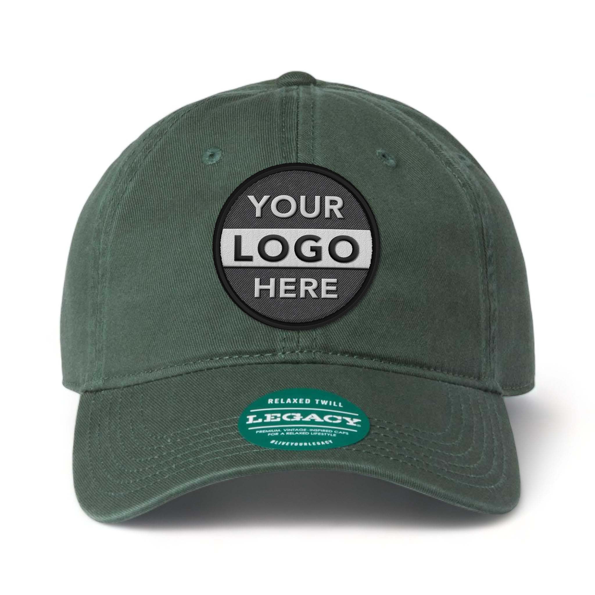 LEGACY EZA custom embroidered patch hat in dark green