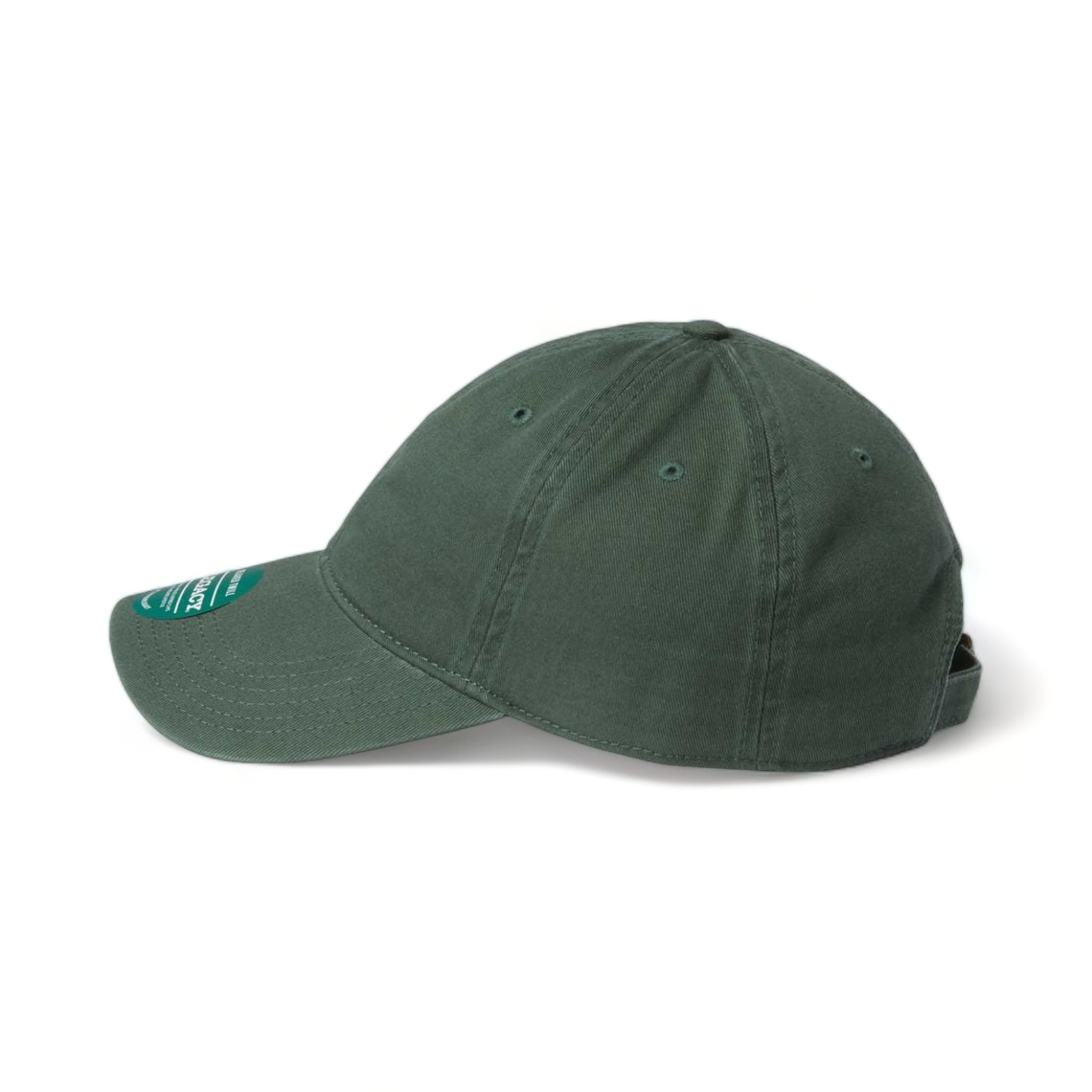 Side view of LEGACY EZA custom hat in dark green