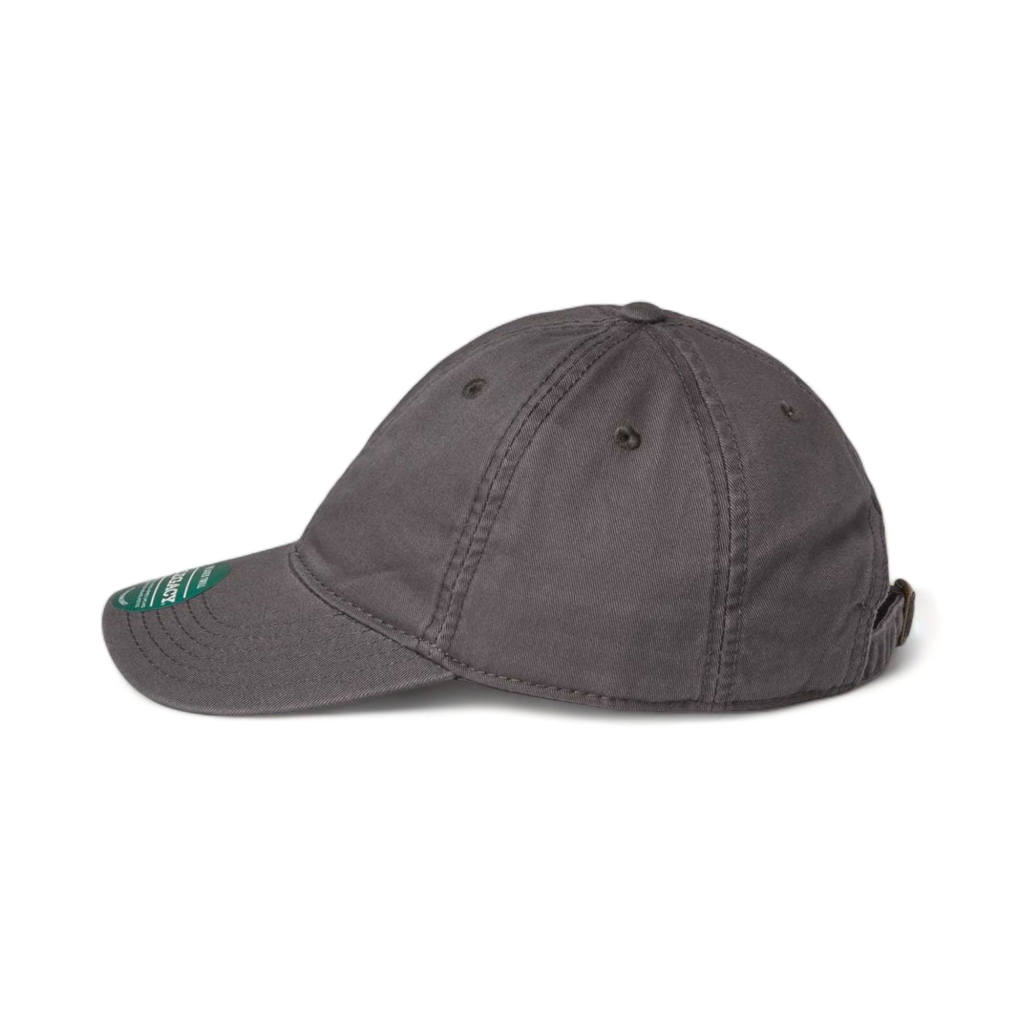 Side view of LEGACY EZA custom hat in dark grey