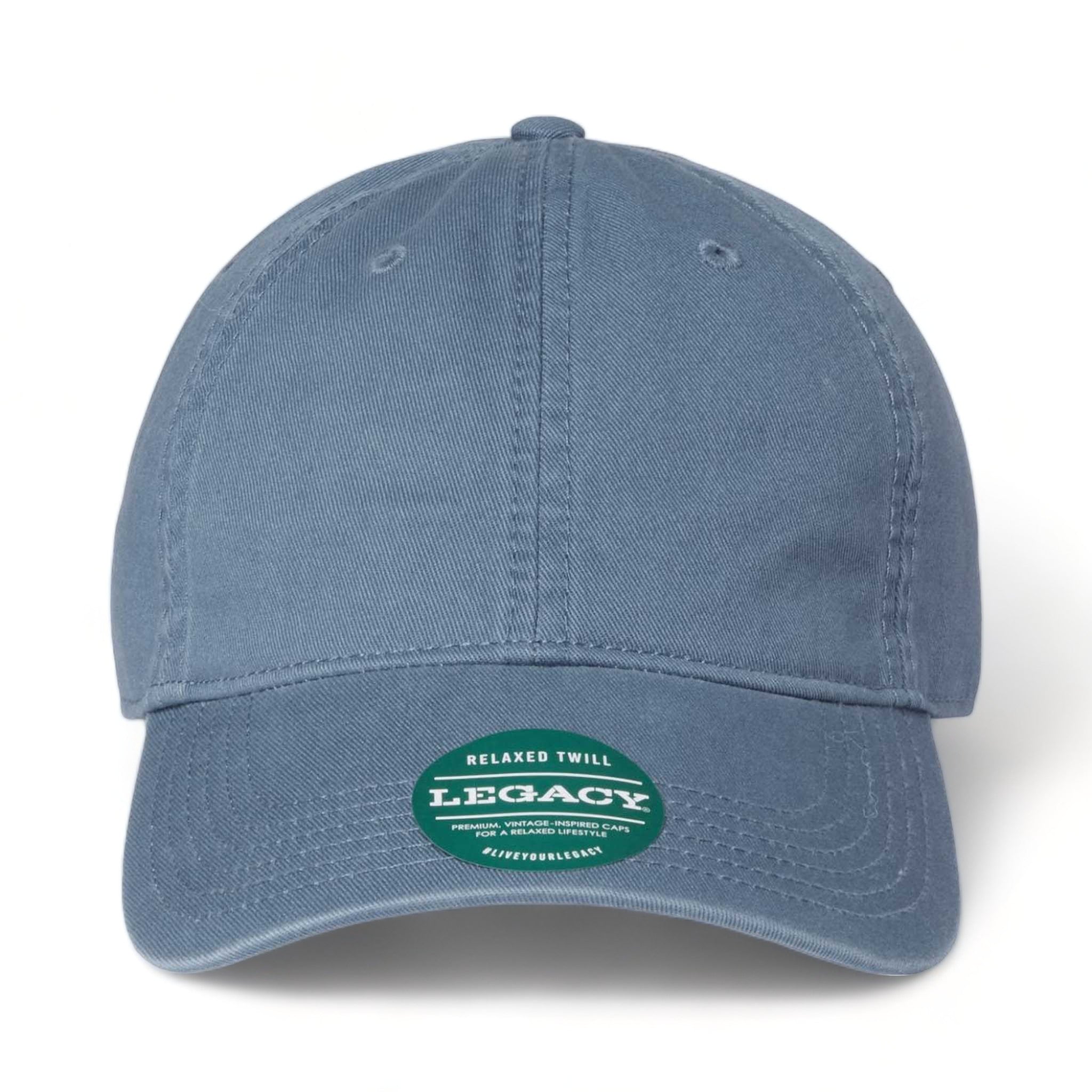 Front view of LEGACY EZA custom hat in lake blue