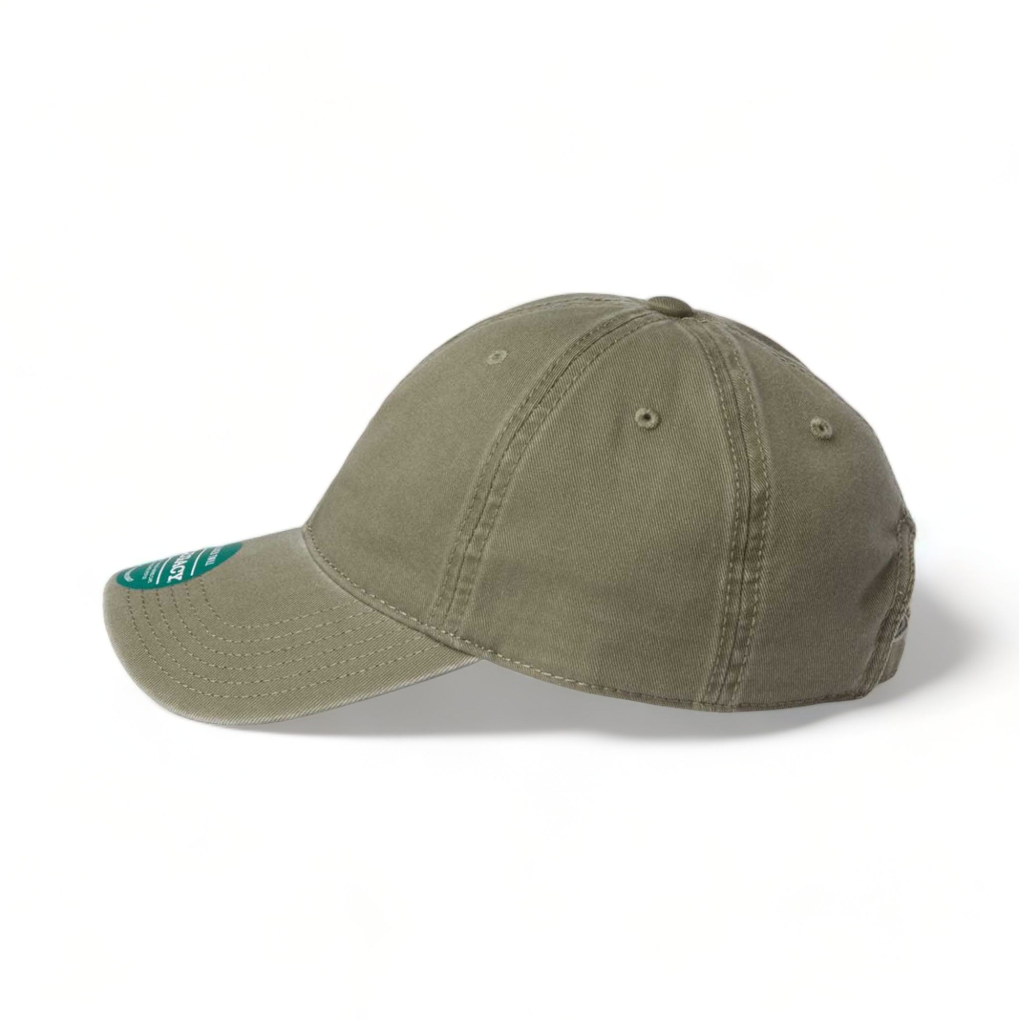Side view of LEGACY EZA custom hat in moss green