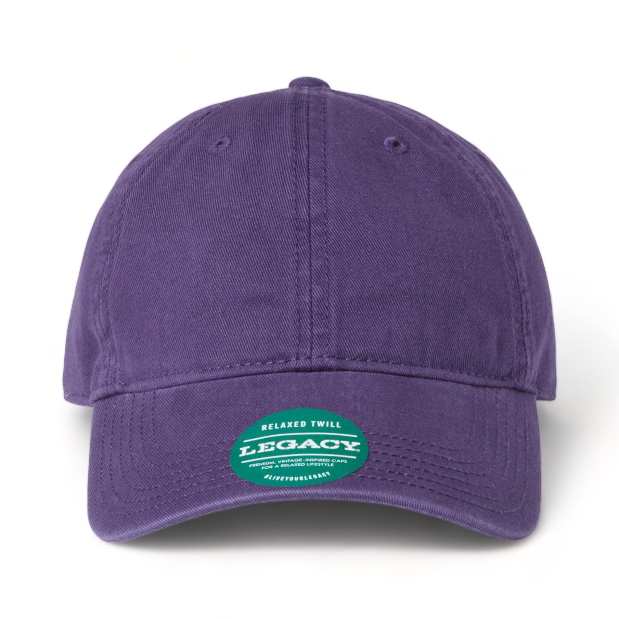 Front view of LEGACY EZA custom hat in purple