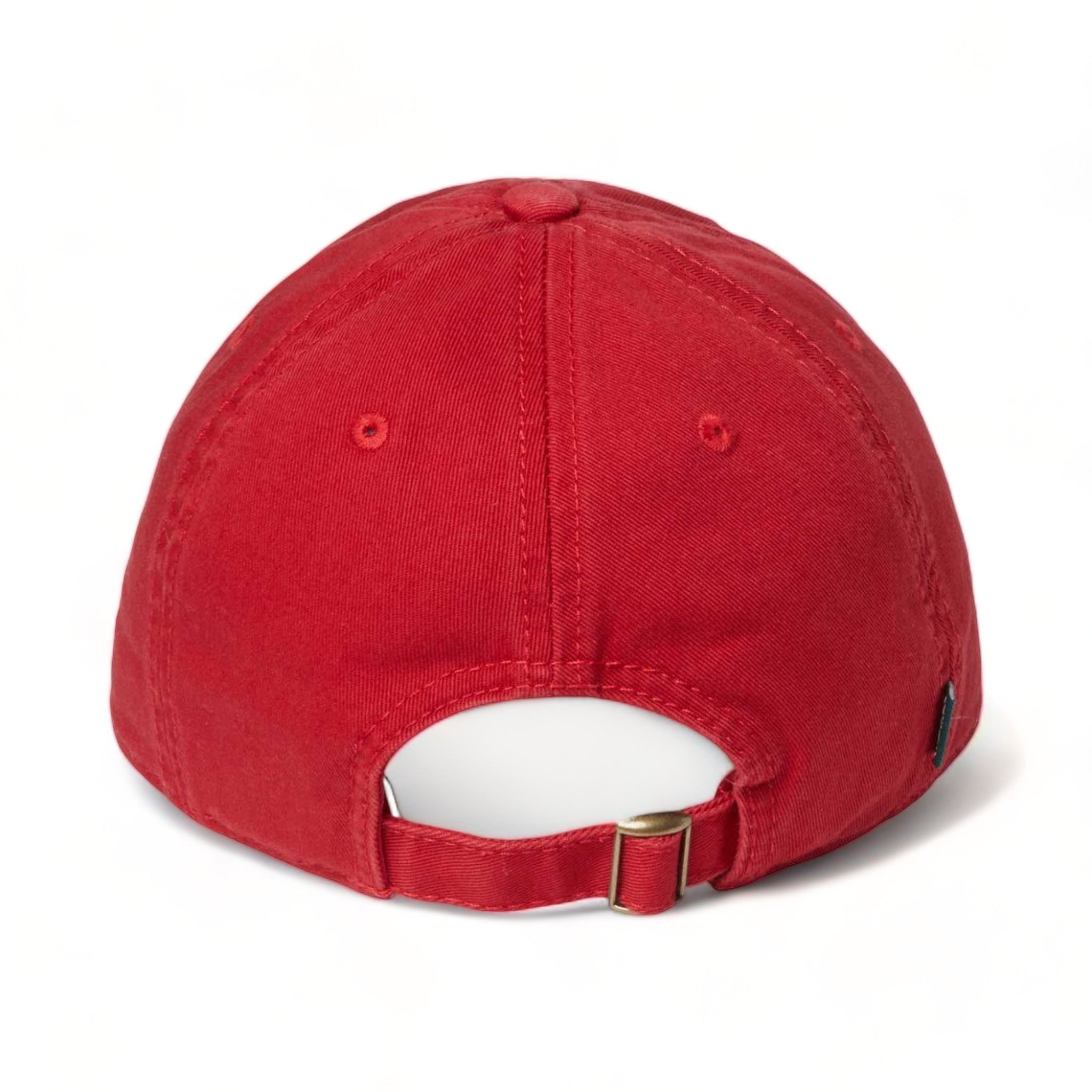 Back view of LEGACY EZA custom hat in scarlet