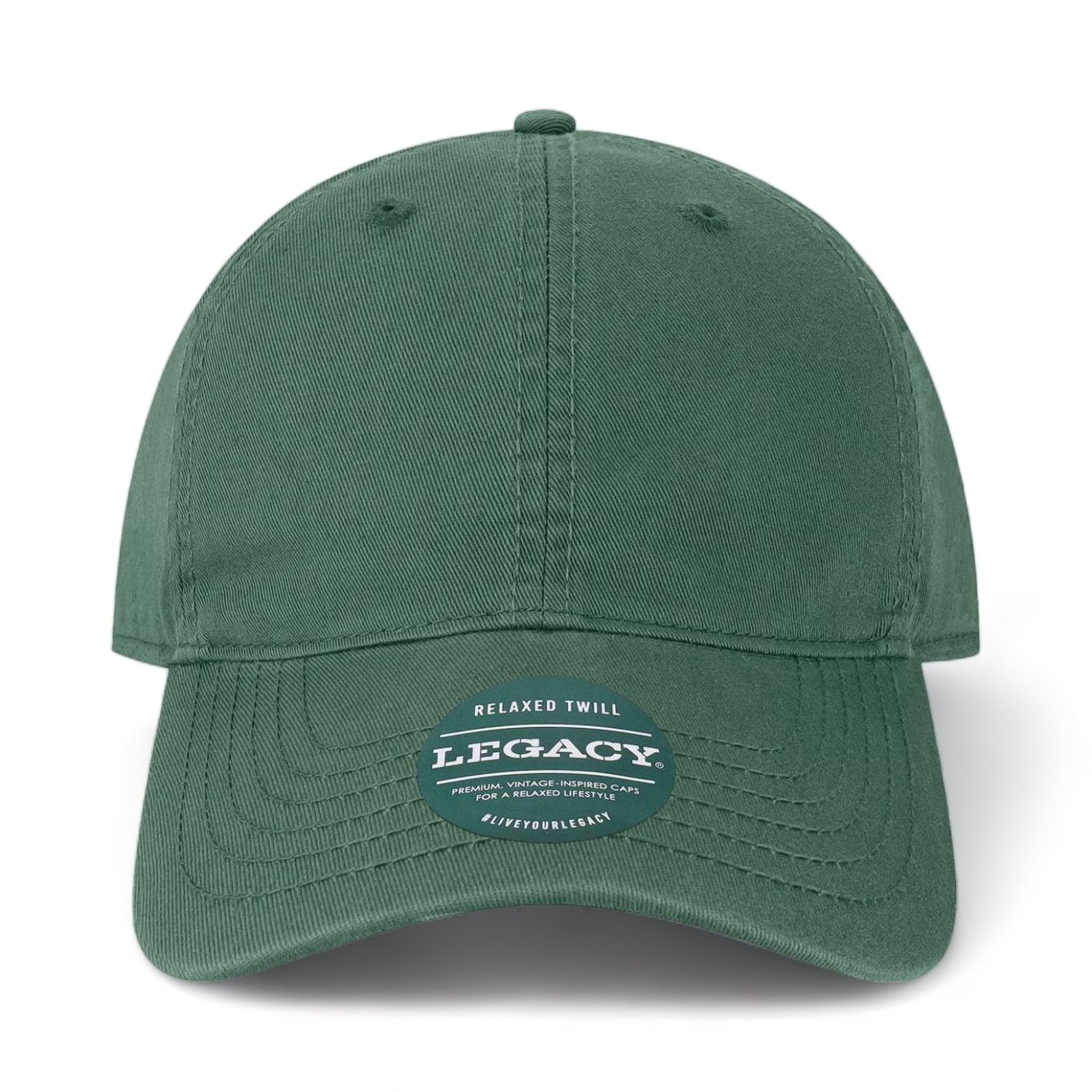Front view of LEGACY EZA custom hat in spruce green