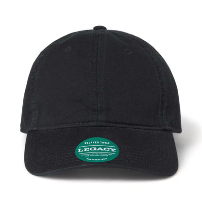 Front view of LEGACY EZA custom hat in black