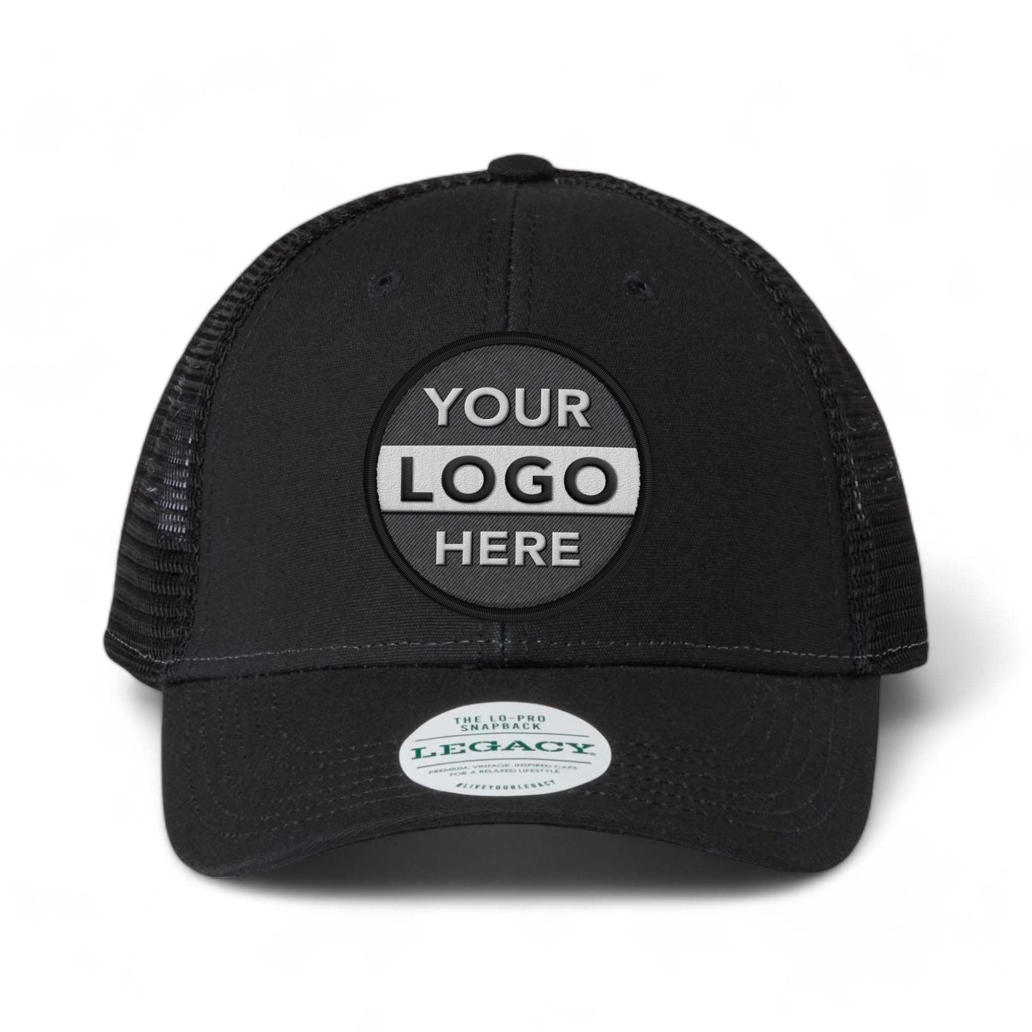 LEGACY LPS custom embroidered patch hat in black and black