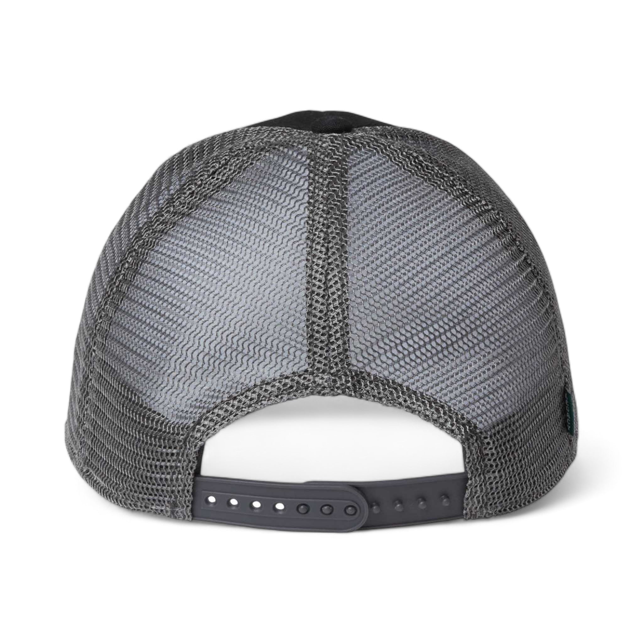 Back view of LEGACY LPS custom hat in black and dark grey