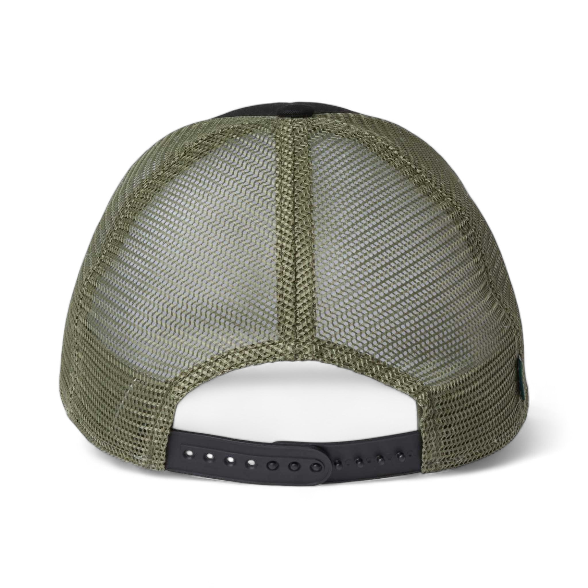 Back view of LEGACY LPS custom hat in black and light olive