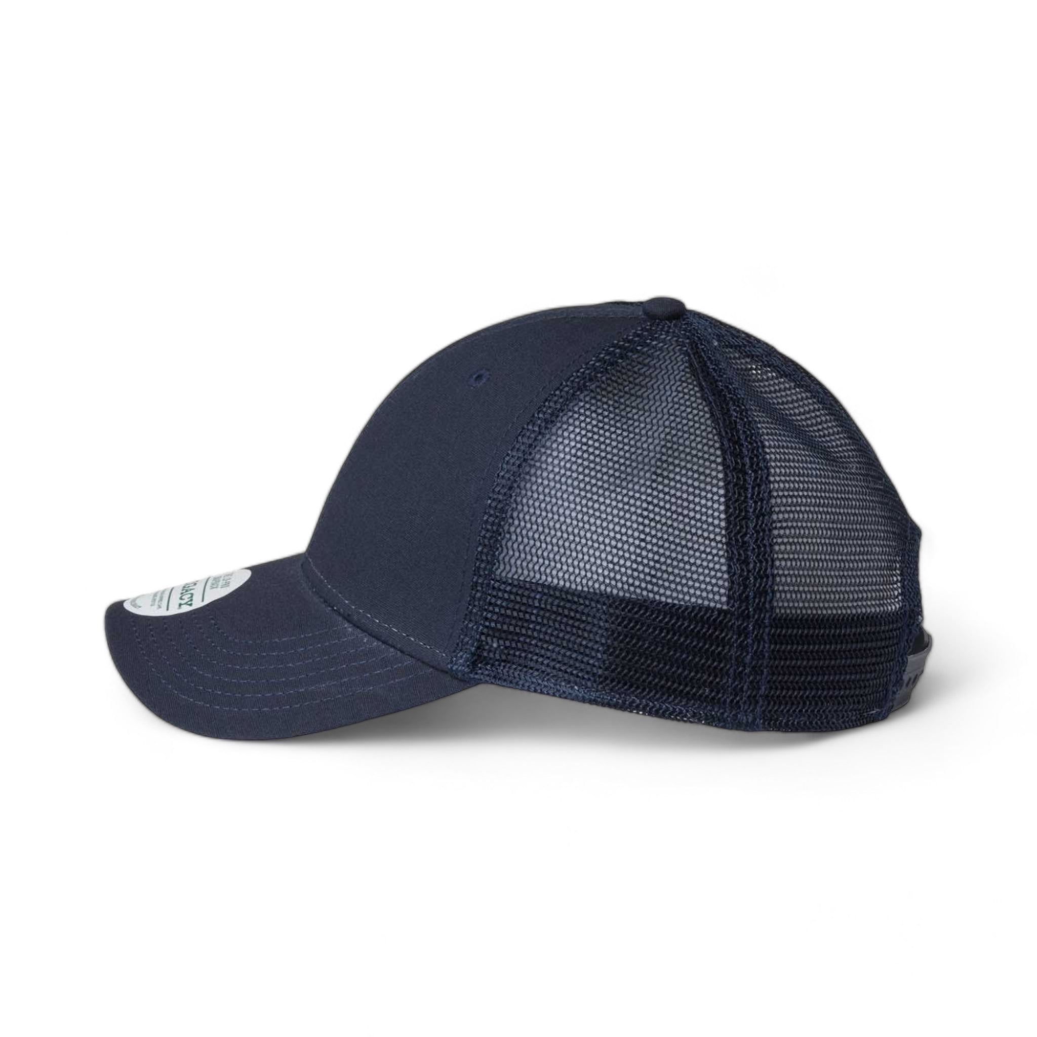 Side view of LEGACY LPS custom hat in navy and navy