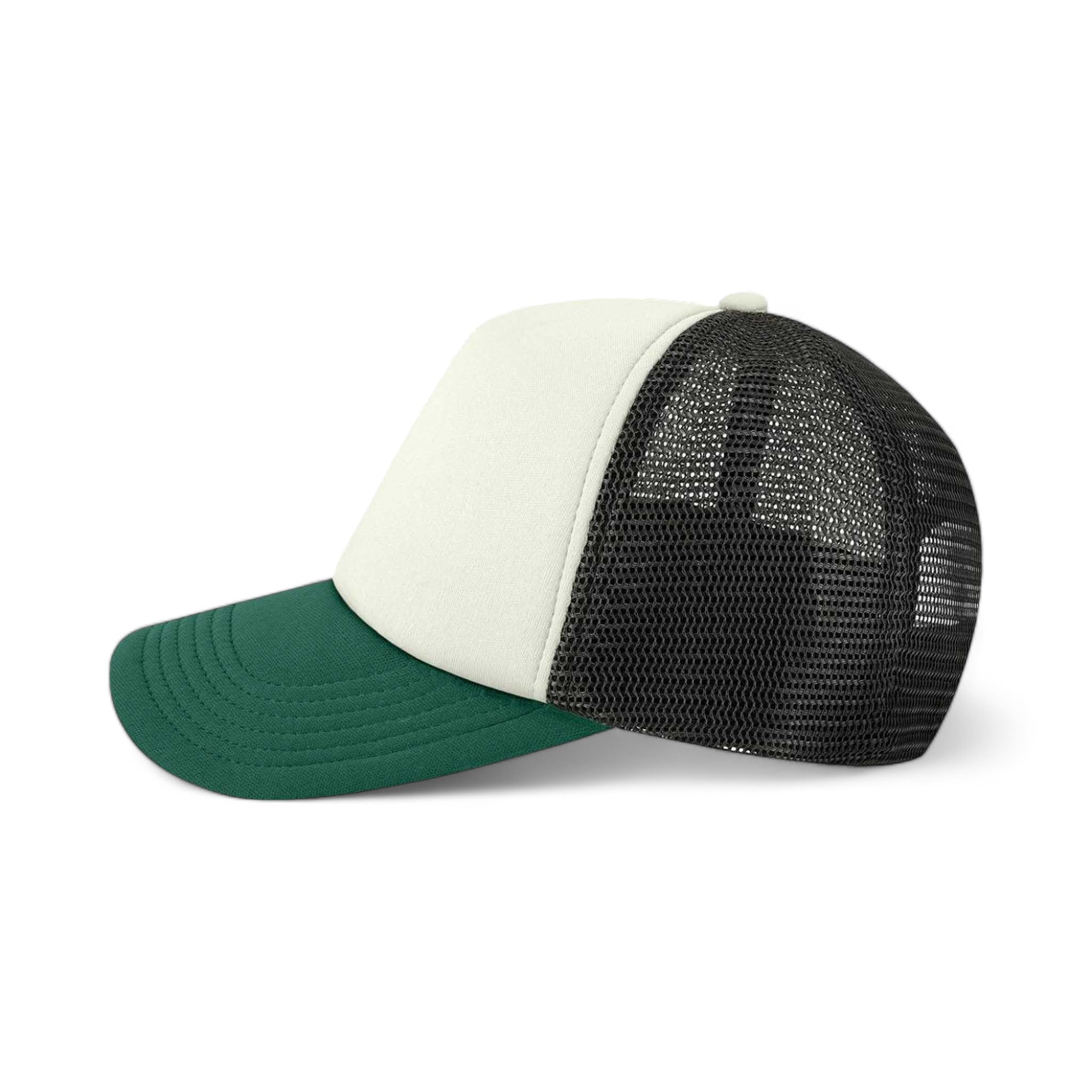 Side view of LEGACY LTA custom hat in cream, green and black