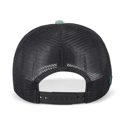 Back view of LEGACY LTA custom hat in light mint, dark mint and black