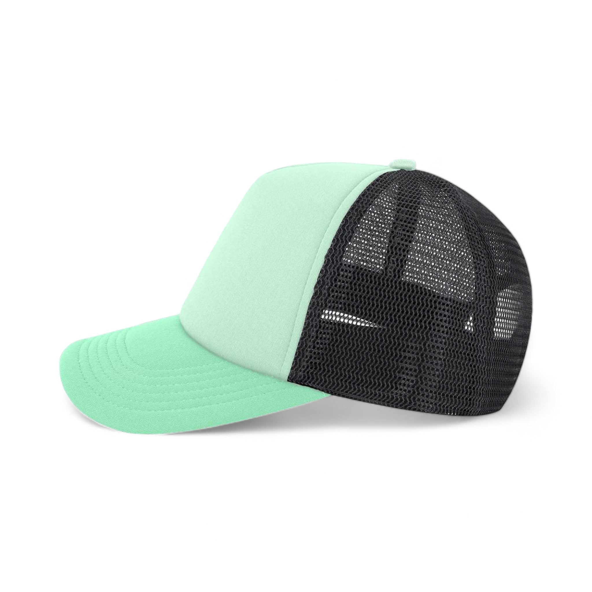 Side view of LEGACY LTA custom hat in light mint, dark mint and black