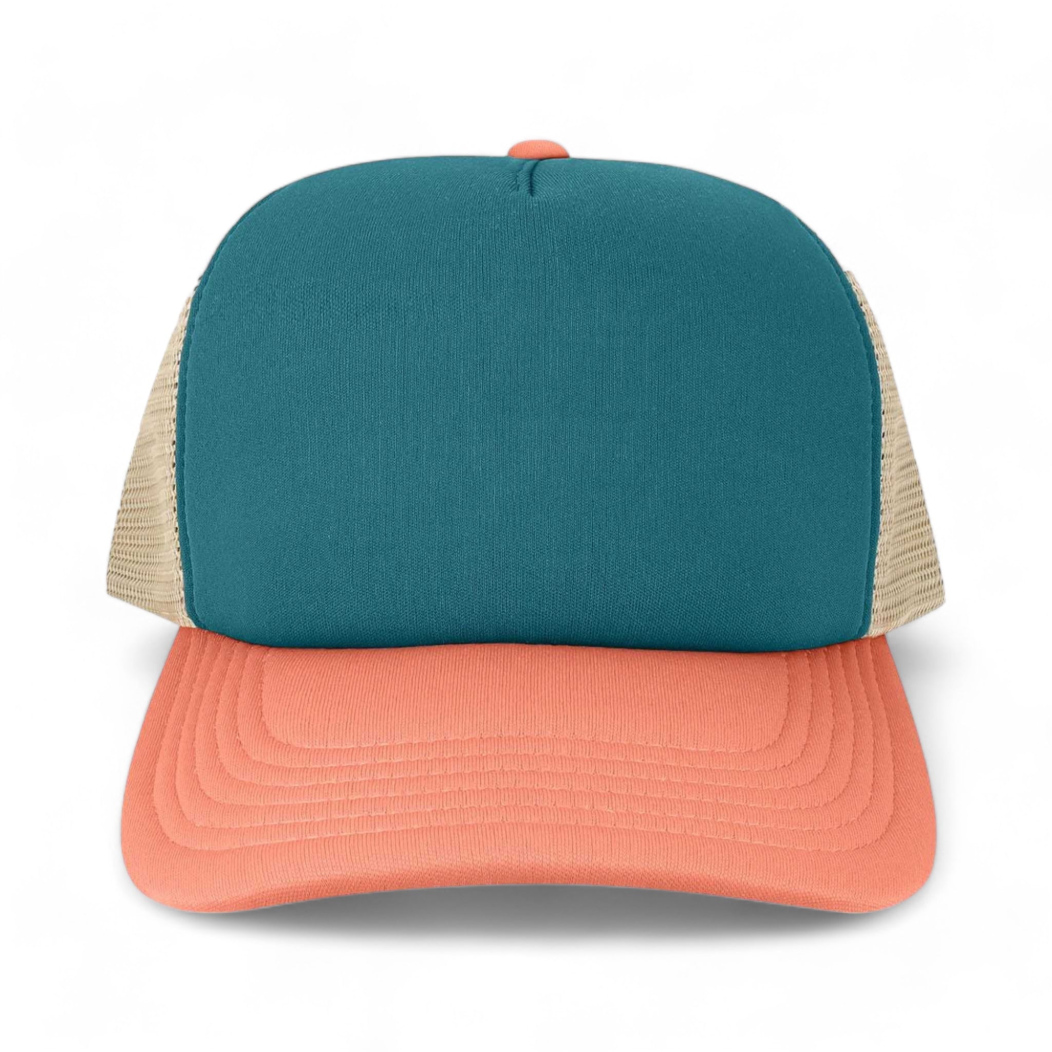 Front view of LEGACY LTA custom hat in marine, salmon and khaki