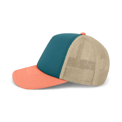 Side view of LEGACY LTA custom hat in marine, salmon and khaki