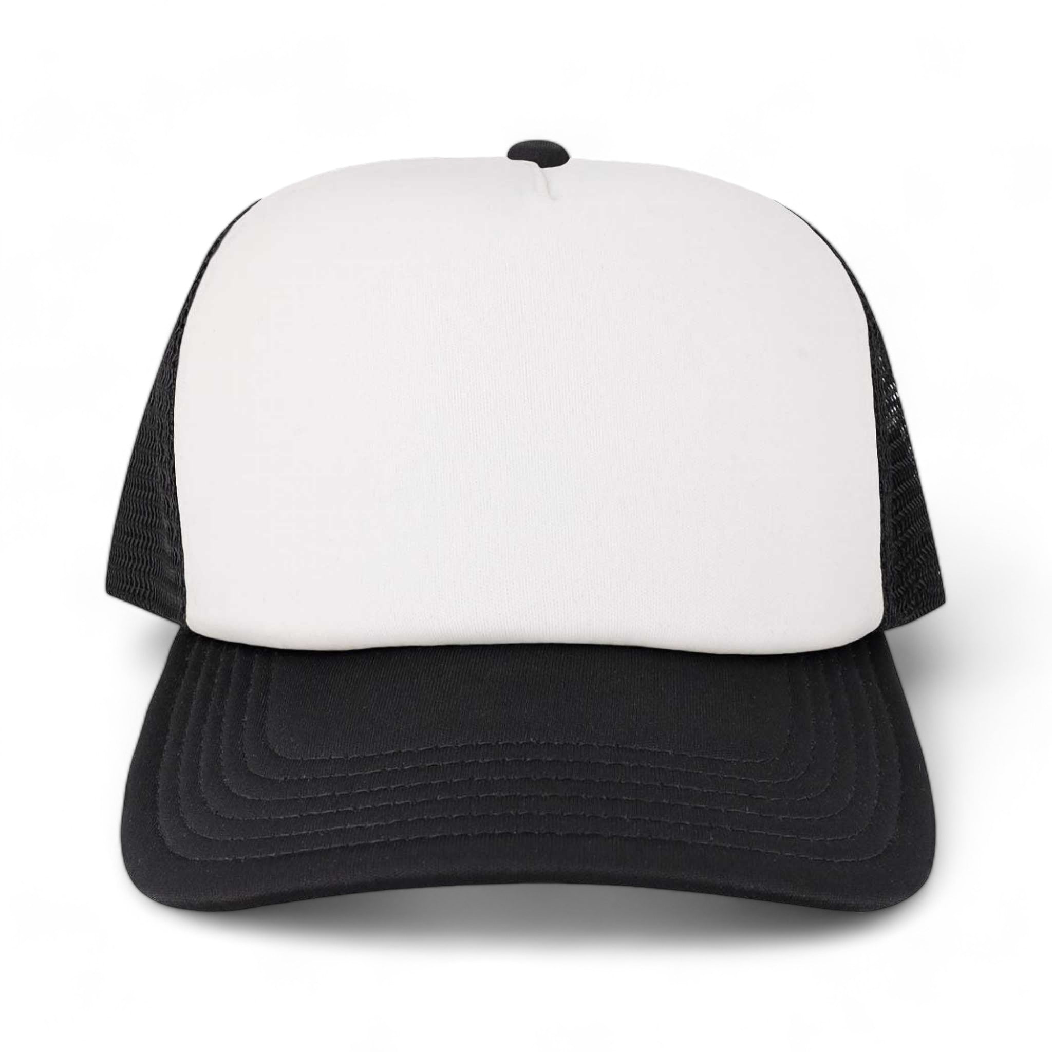 Front view of LEGACY LTA custom hat in white and black