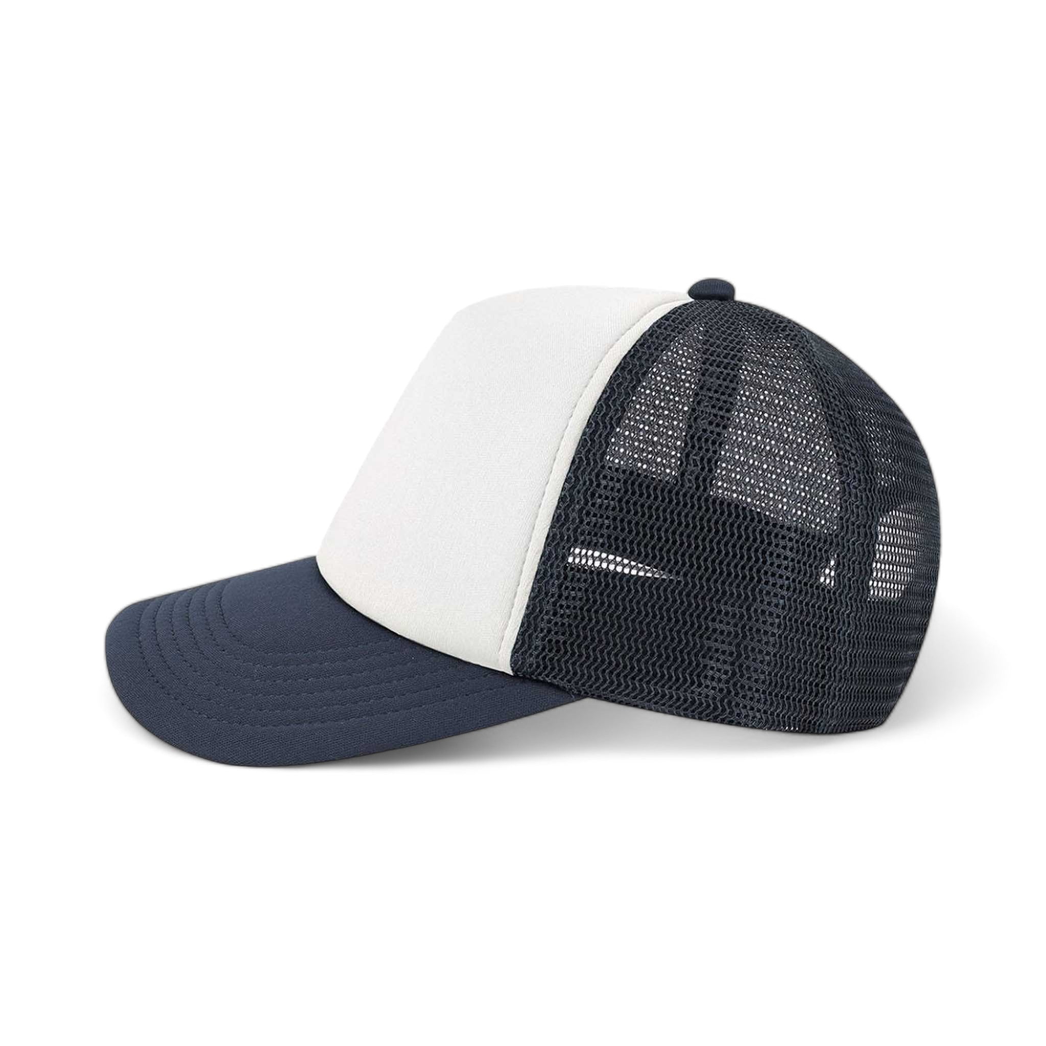 Side view of LEGACY LTA custom hat in white and navy