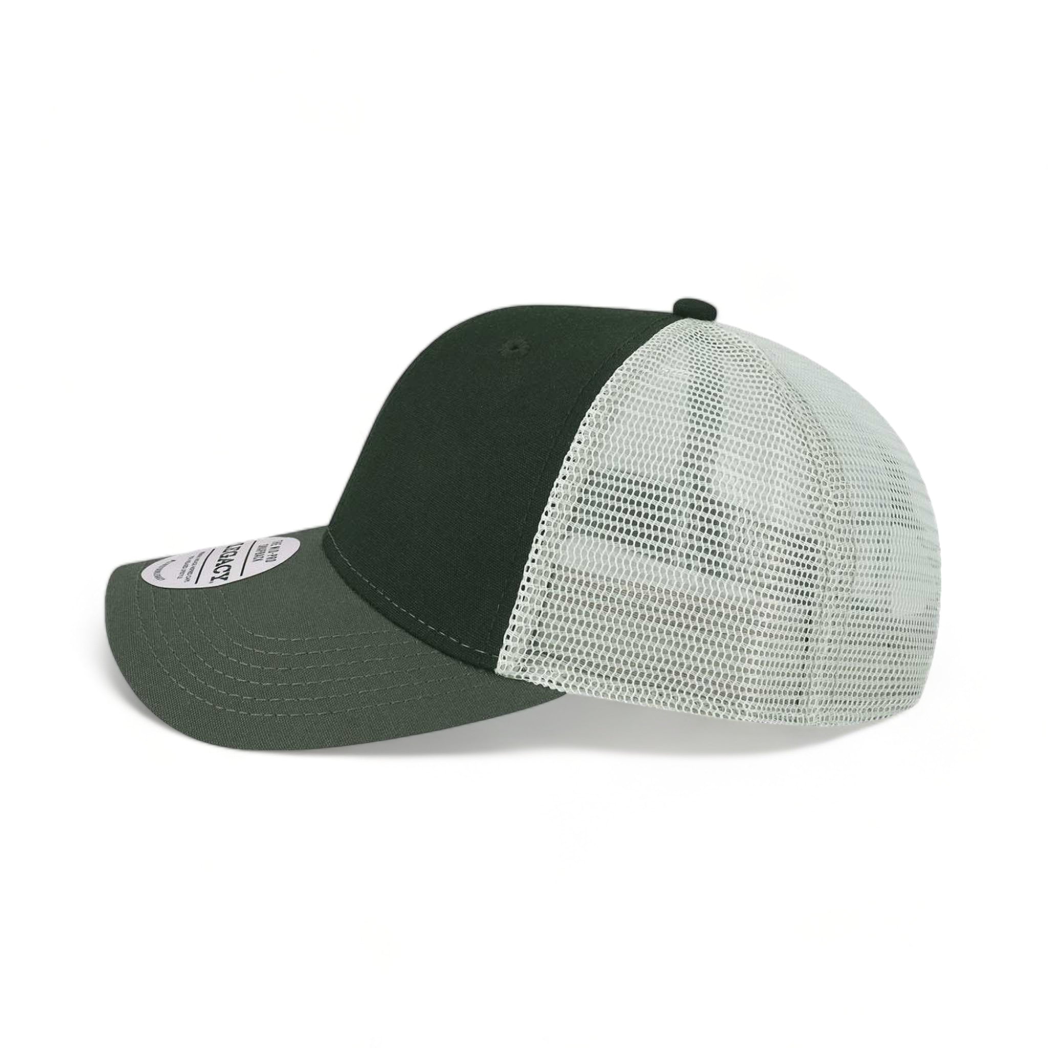 Side view of LEGACY MPS custom hat in black, dark grey and silver