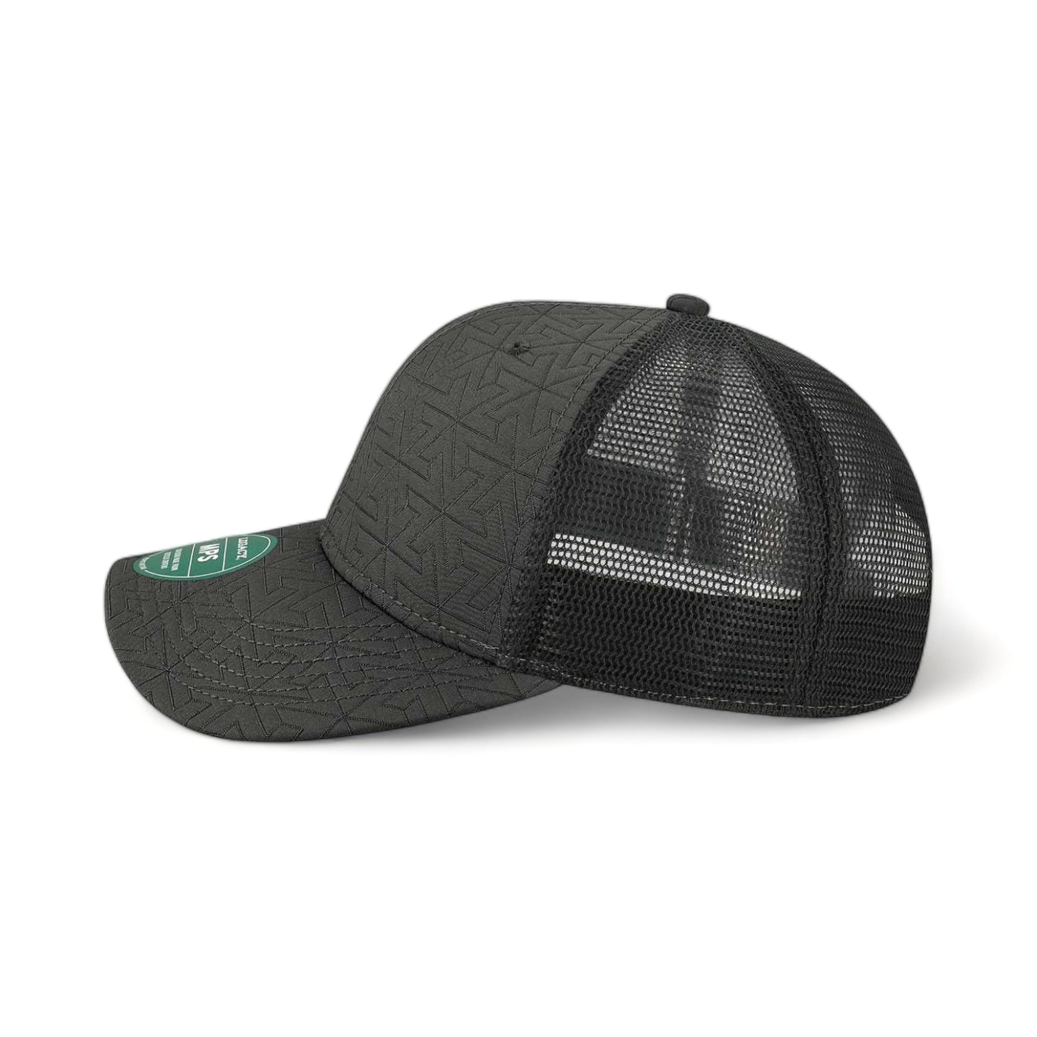 Side view of LEGACY MPS custom hat in black z - quilted