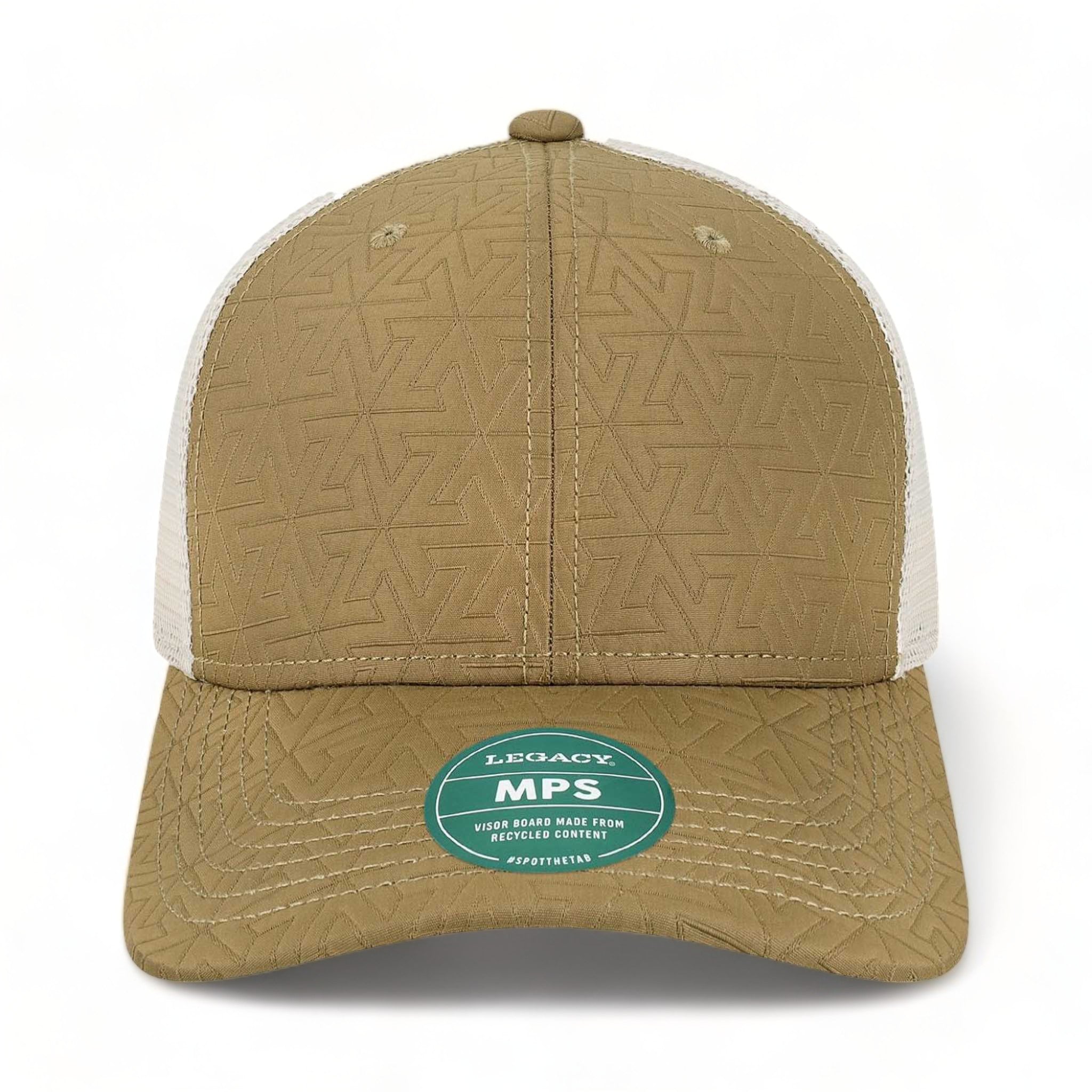 Front view of LEGACY MPS custom hat in brown z - quilted