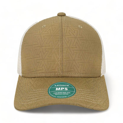 Front view of LEGACY MPS custom hat in brown z - quilted