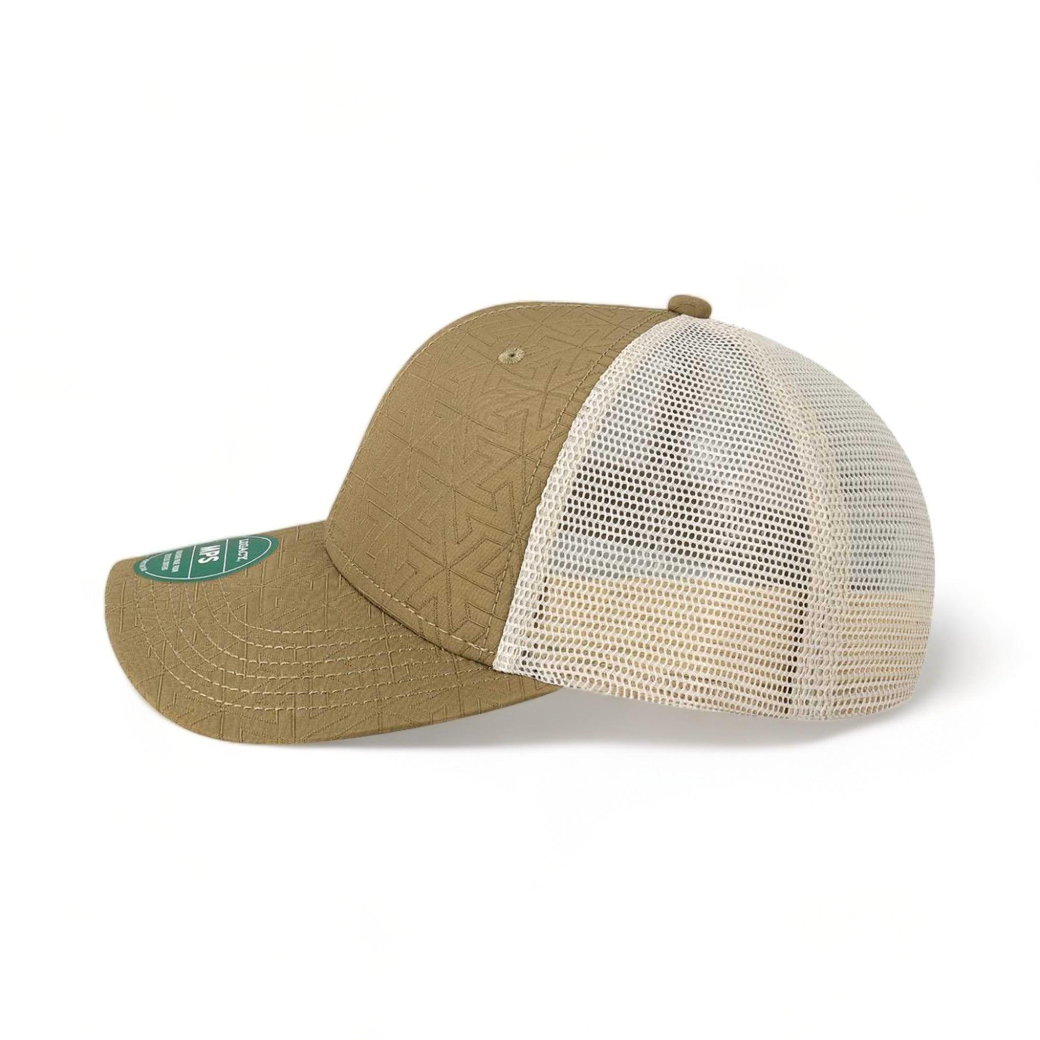 Side view of LEGACY MPS custom hat in brown z - quilted