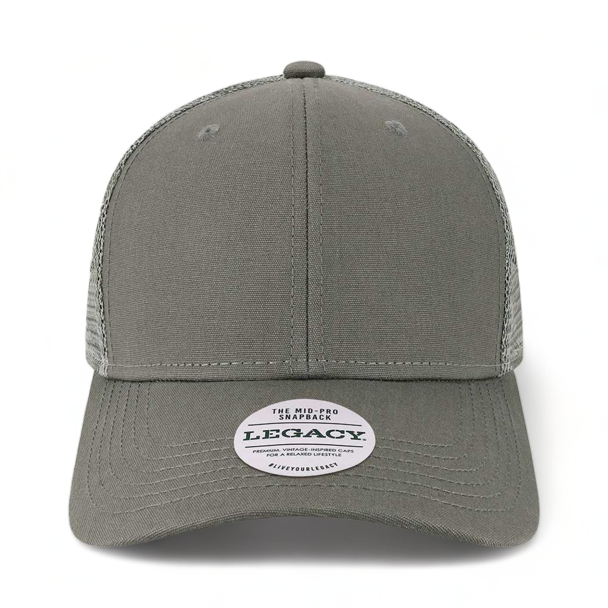 Front view of LEGACY MPS custom hat in dark grey and dark grey