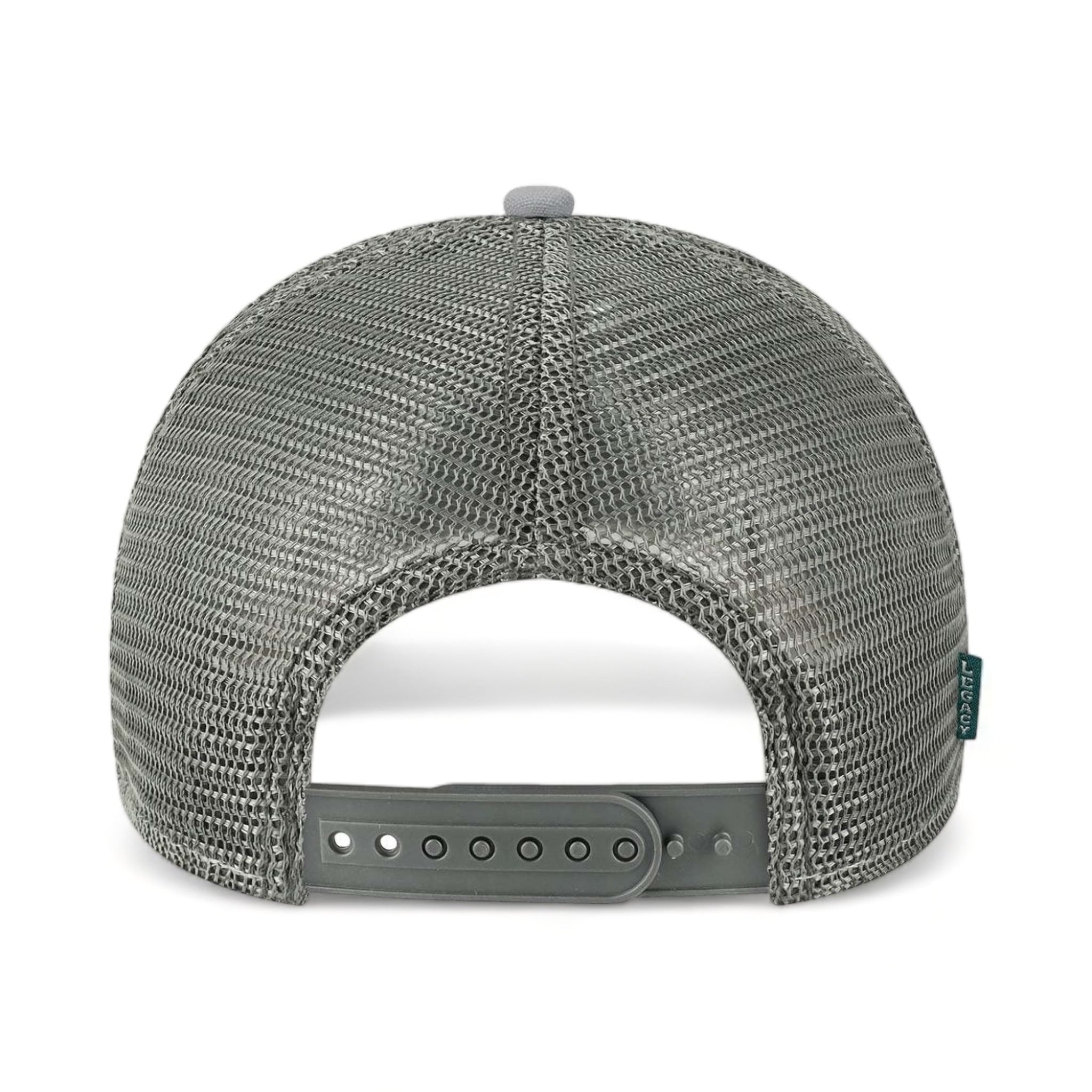 Back view of LEGACY MPS custom hat in light grey, salmon and dark grey