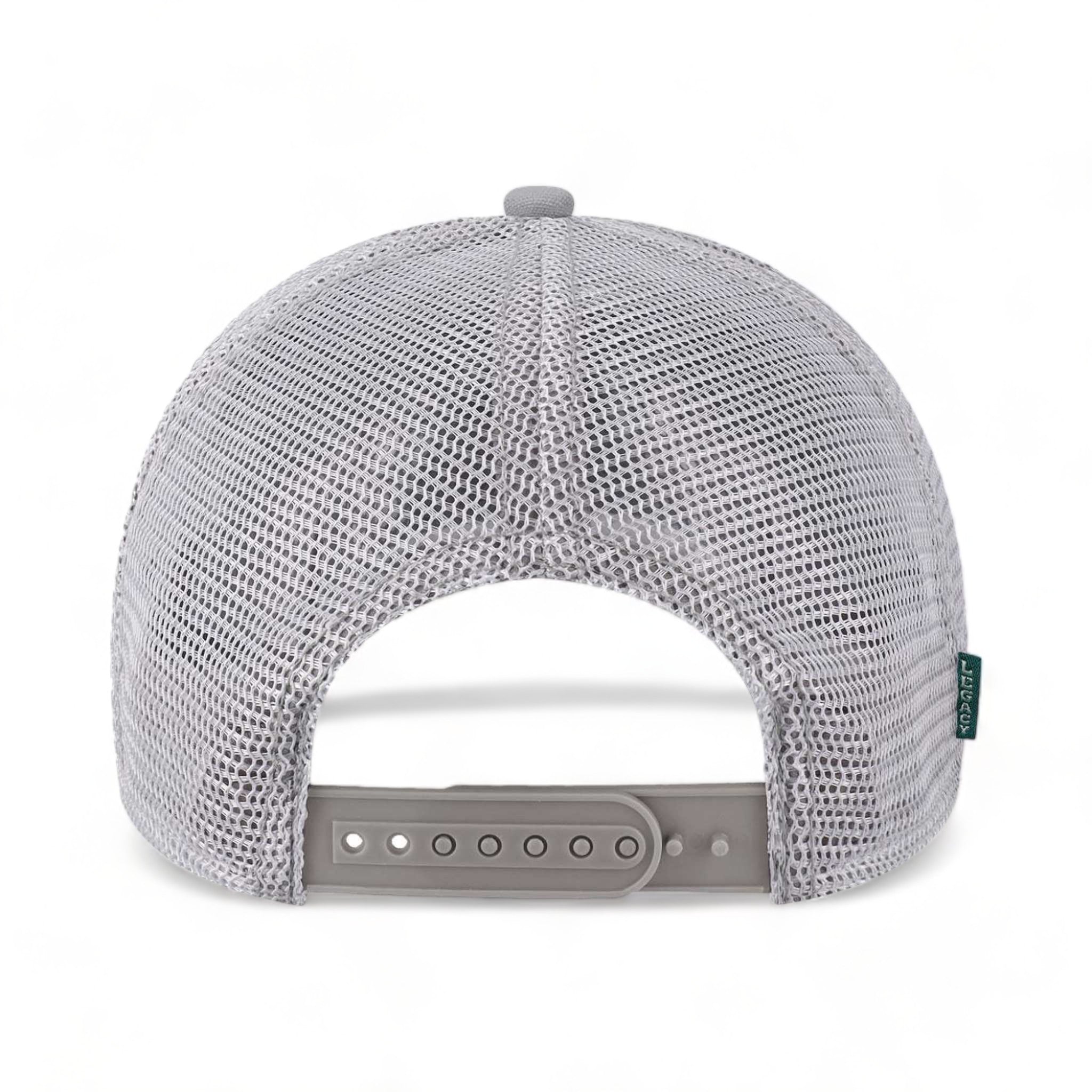 Back view of LEGACY MPS custom hat in light grey, seafoam and silver