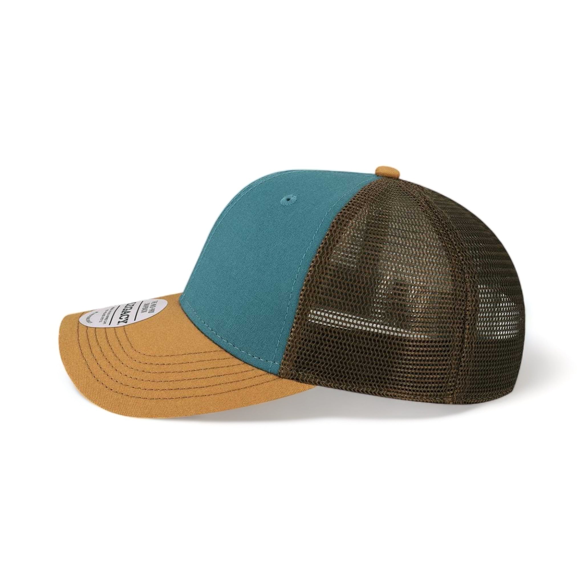 Side view of LEGACY MPS custom hat in marine, camel and brown