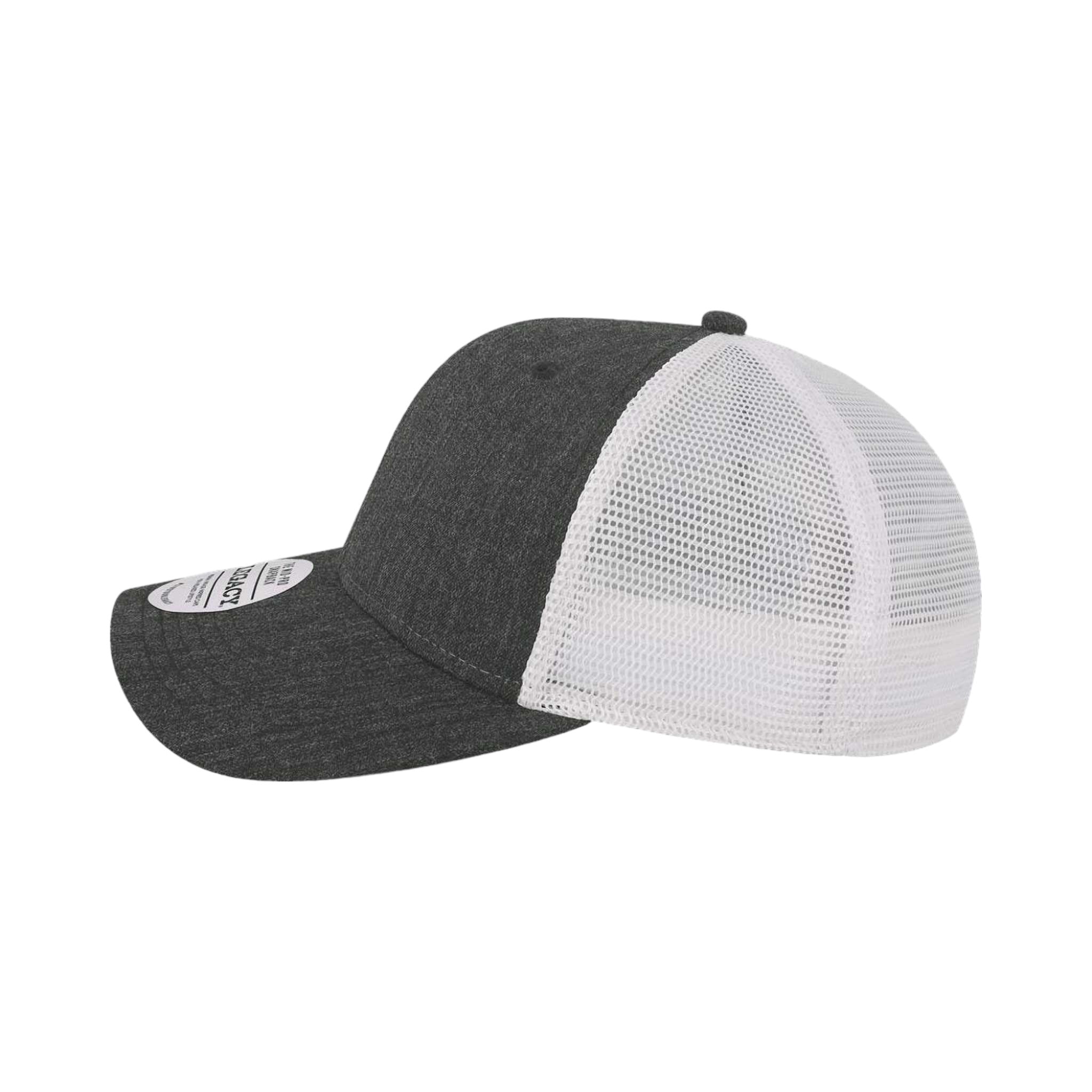 Side view of LEGACY MPS custom hat in mélange black and white