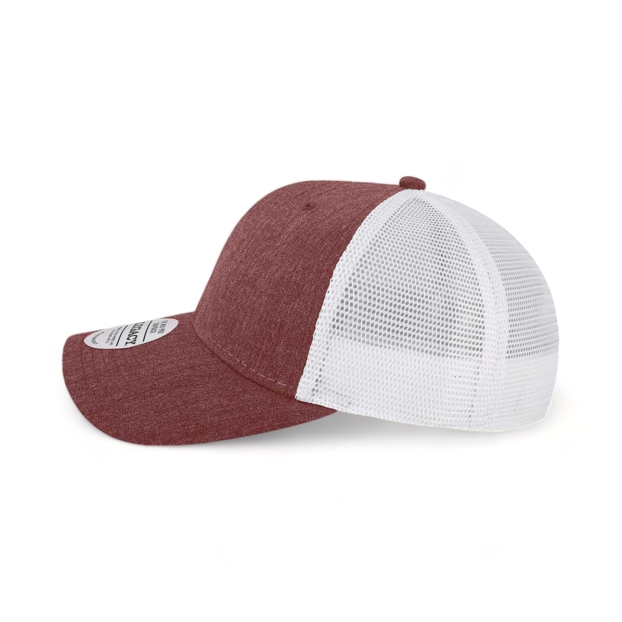 Side view of LEGACY MPS custom hat in mélange burgundy and white