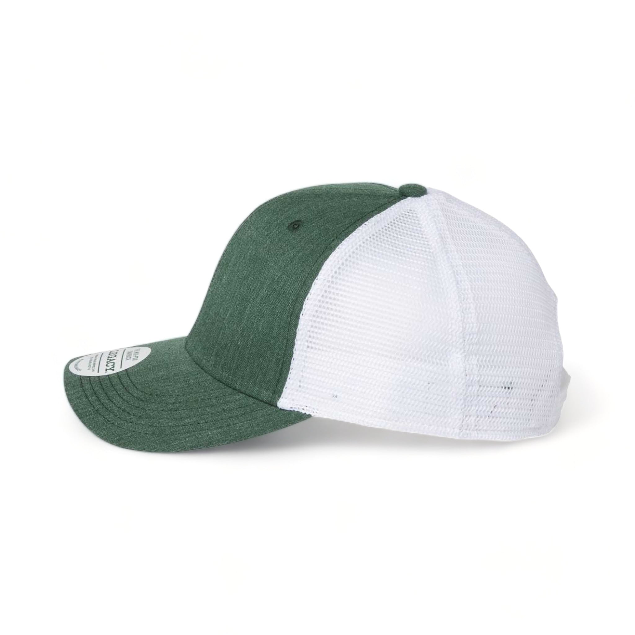 Side view of LEGACY MPS custom hat in mélange dark green and white
