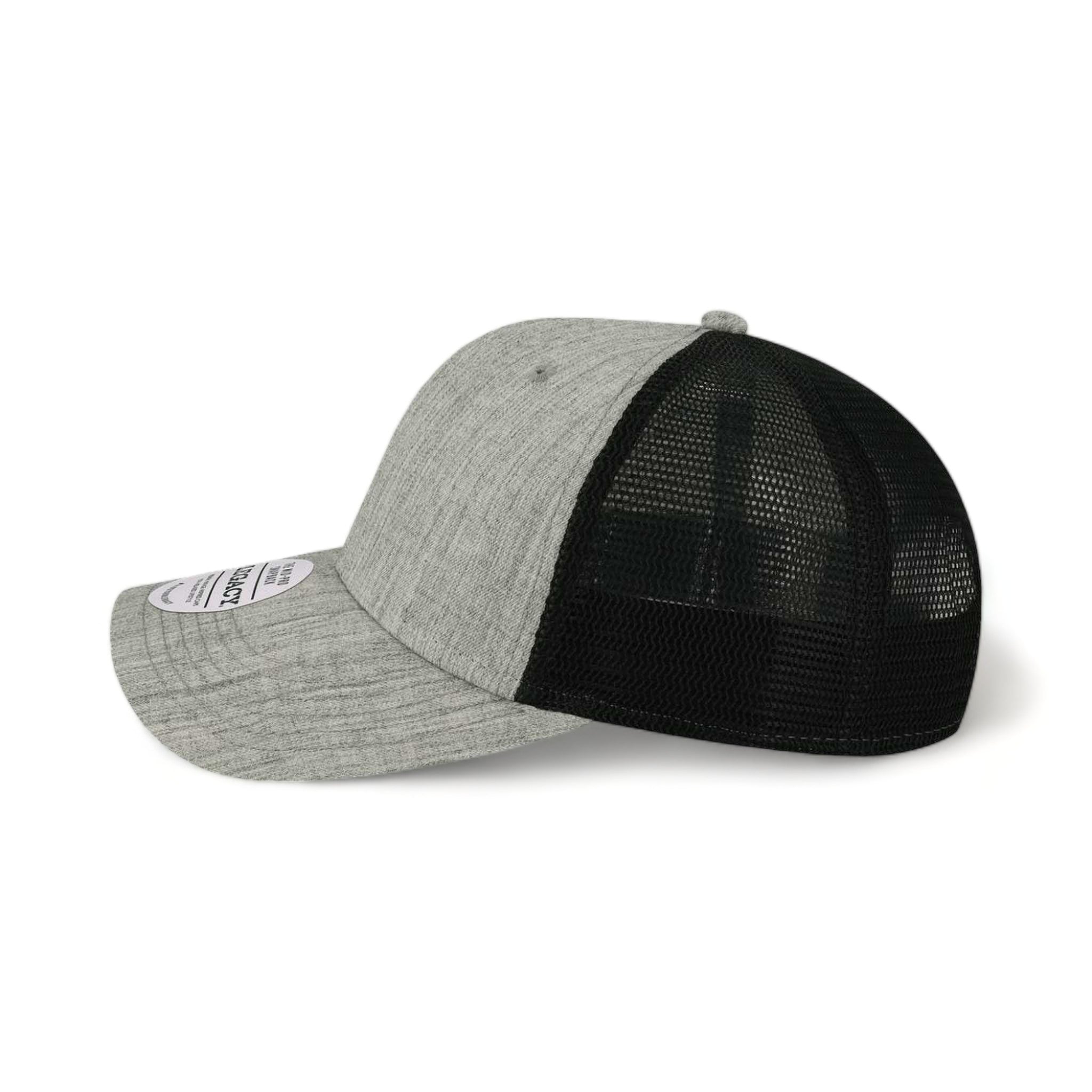 Side view of LEGACY MPS custom hat in mélange grey and black