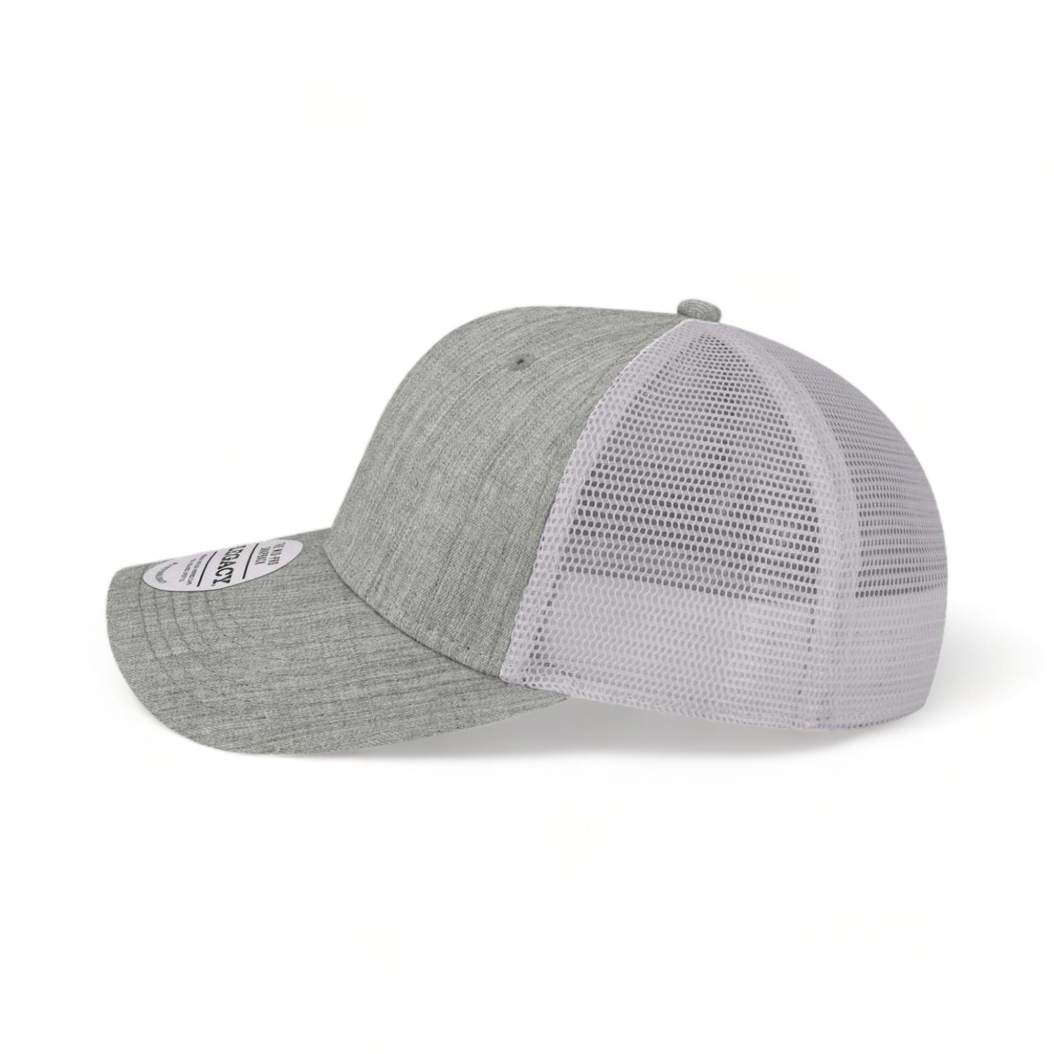Side view of LEGACY MPS custom hat in mélange grey and white