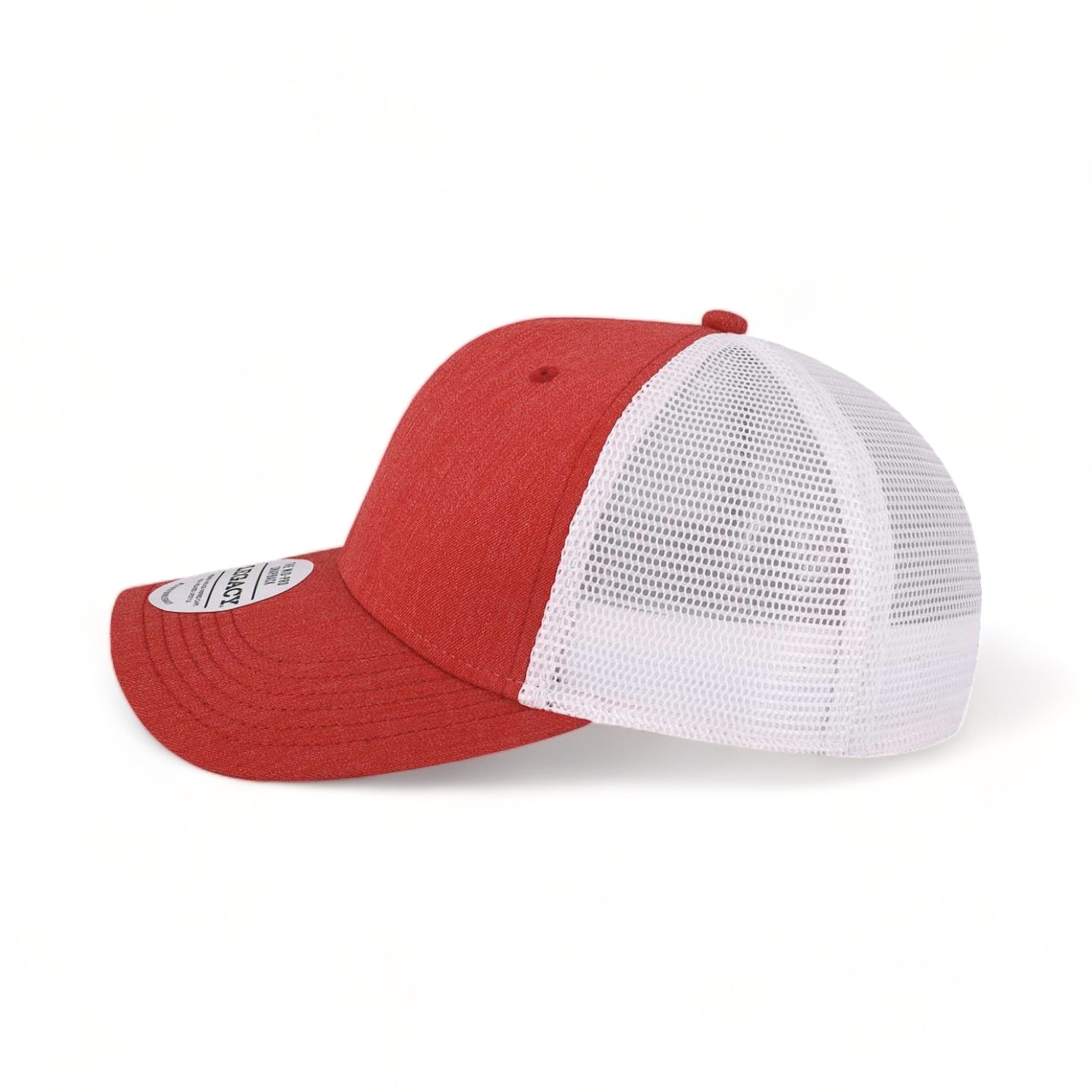 Side view of LEGACY MPS custom hat in mélange scarlet and white