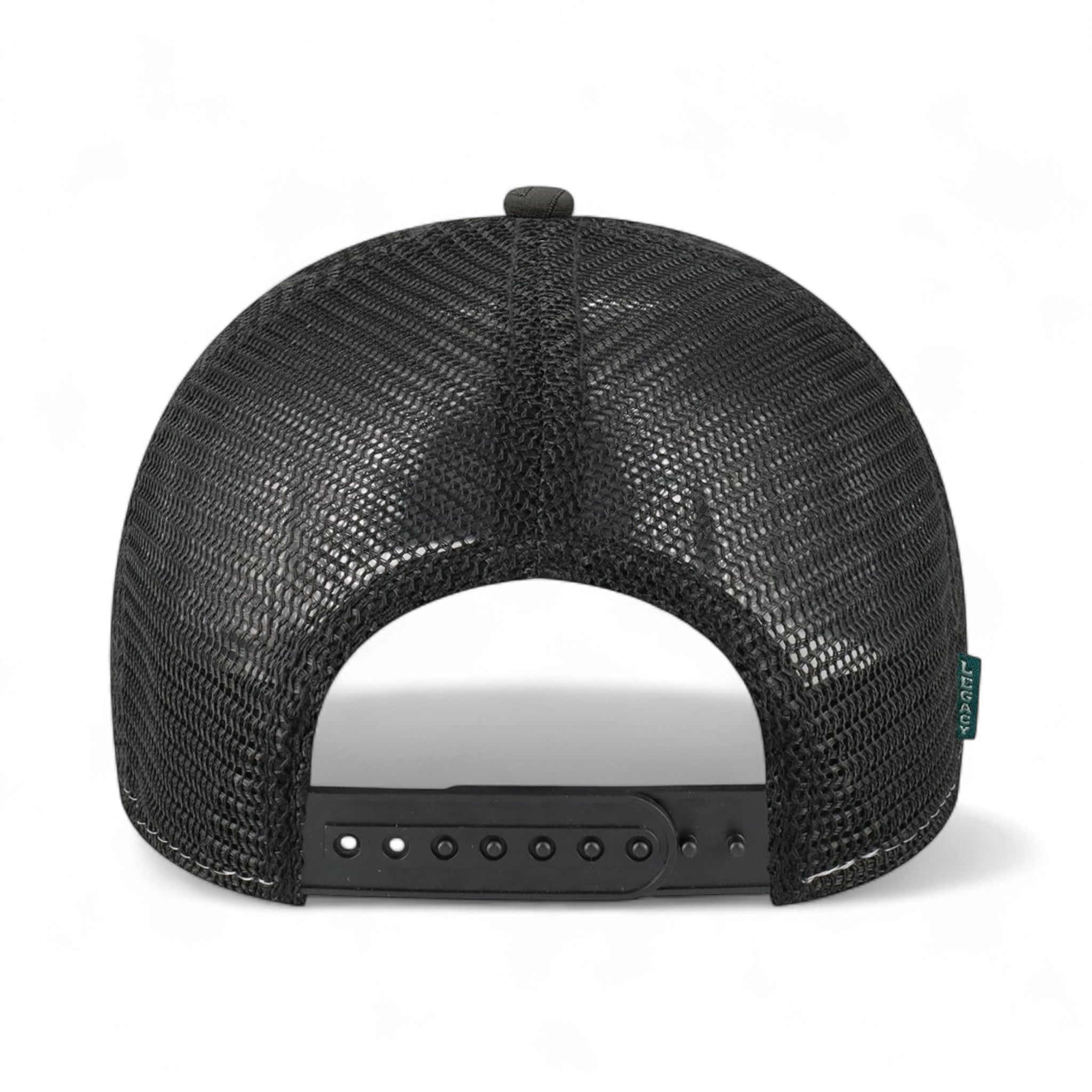 Back view of LEGACY MPS custom hat in black z - quilted