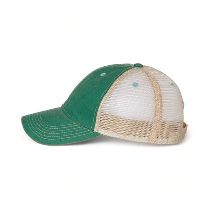 Side view of LEGACY OFA custom hat in aqua and khaki