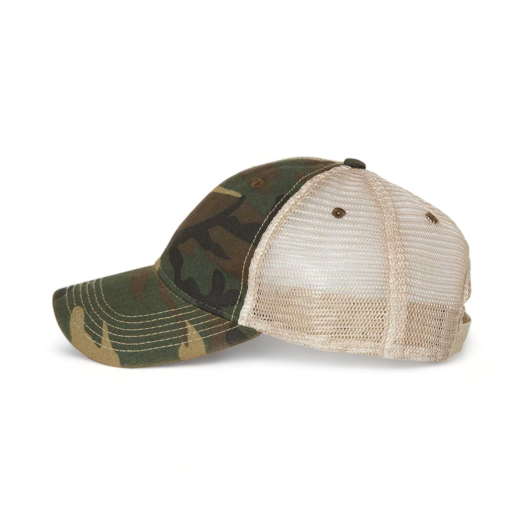Side view of LEGACY OFA custom hat in army camo and khaki